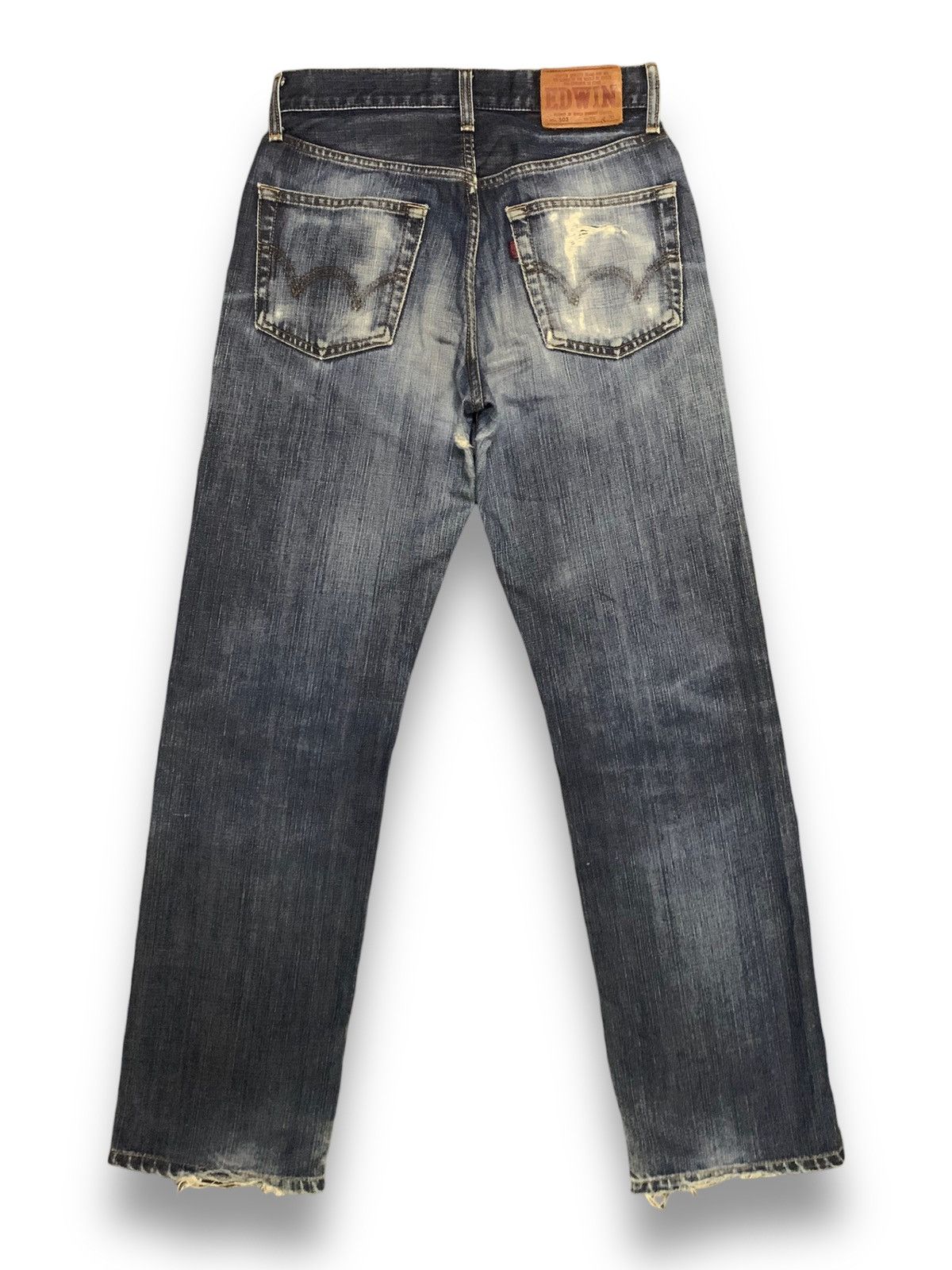Edwin Vintage Edwin 503 Dark Blue Wash Distressed Grunge Jeans Size US 29 - 2 Thumbnail