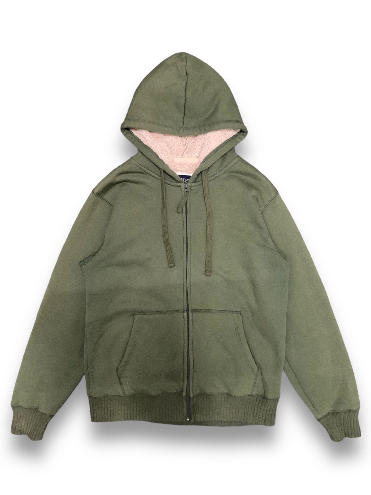 Japanese Brand PRIMERIGHT Faded Fleece Lined Full Zip Hoodie