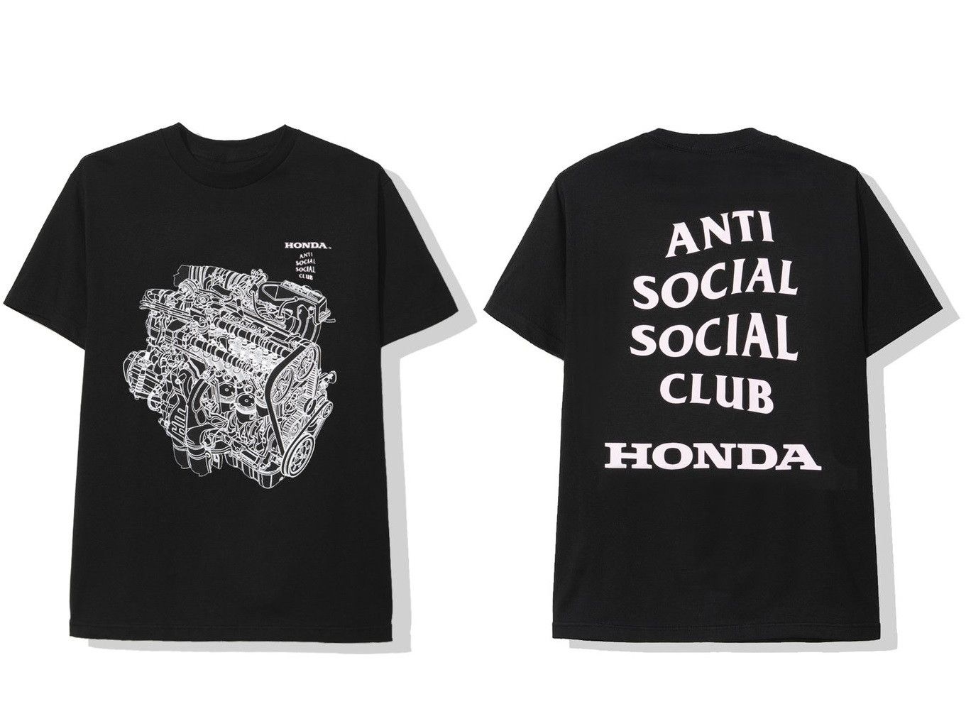 Anti Social Social Club × Honda DS ASSC Pink Honda White Motor Engine Black Tee bape kith Size US M / EU 48-50 / 2 - 2 Thumbnail