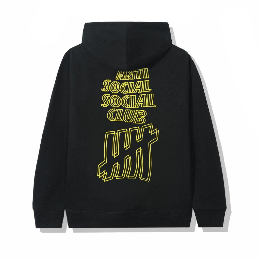 Anti Social Social Club × Undefeated DS yellow outlined ASSC X UNDFTD Black Hoodie Bape Kith kaws Size US M / EU 48-50 / 2 - 6 Thumbnail