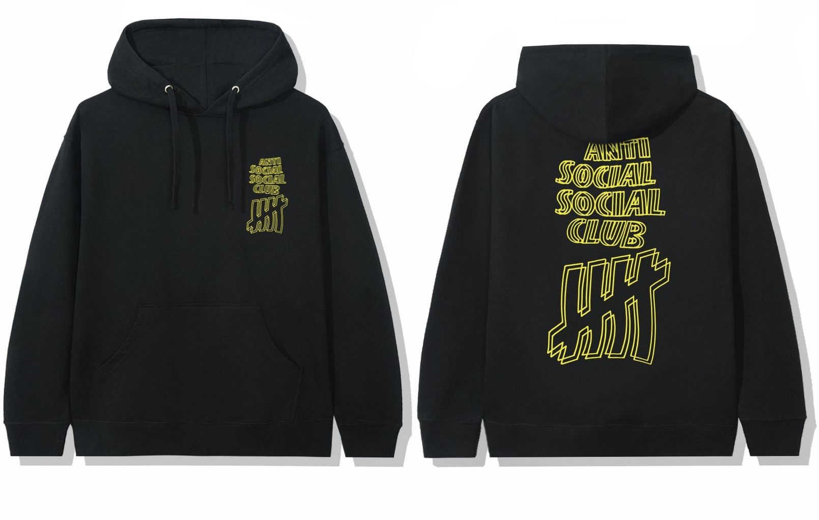 Anti Social Social Club × Undefeated DS yellow outlined ASSC X UNDFTD Black Hoodie Bape Kith kaws Size US M / EU 48-50 / 2 - 1 Thumbnail