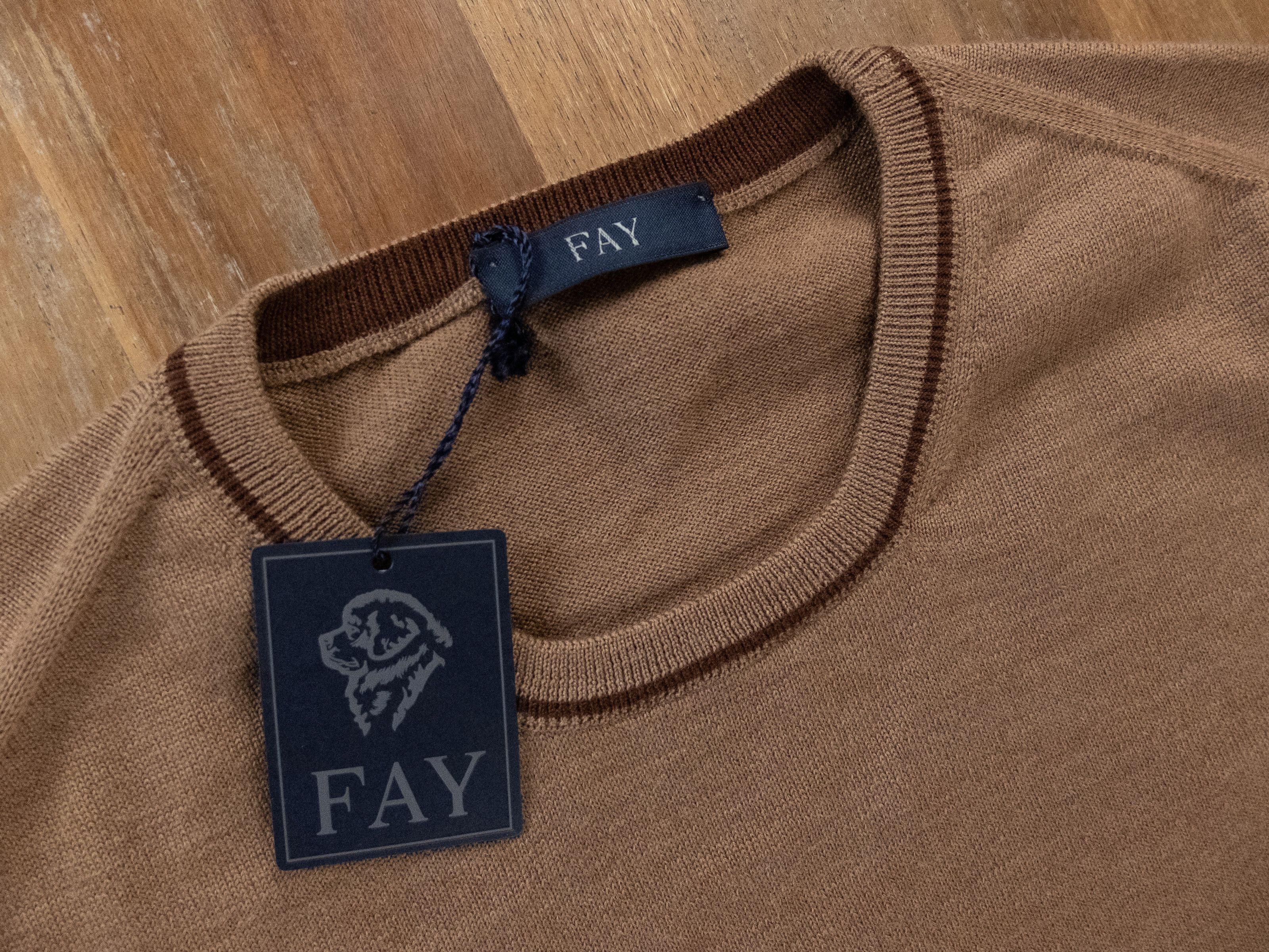 Fay FAY brown virgin wool elbow patch sweater 56 XXXL 3XL NWT Size US XXL / EU 58 / 5 - 2 Thumbnail