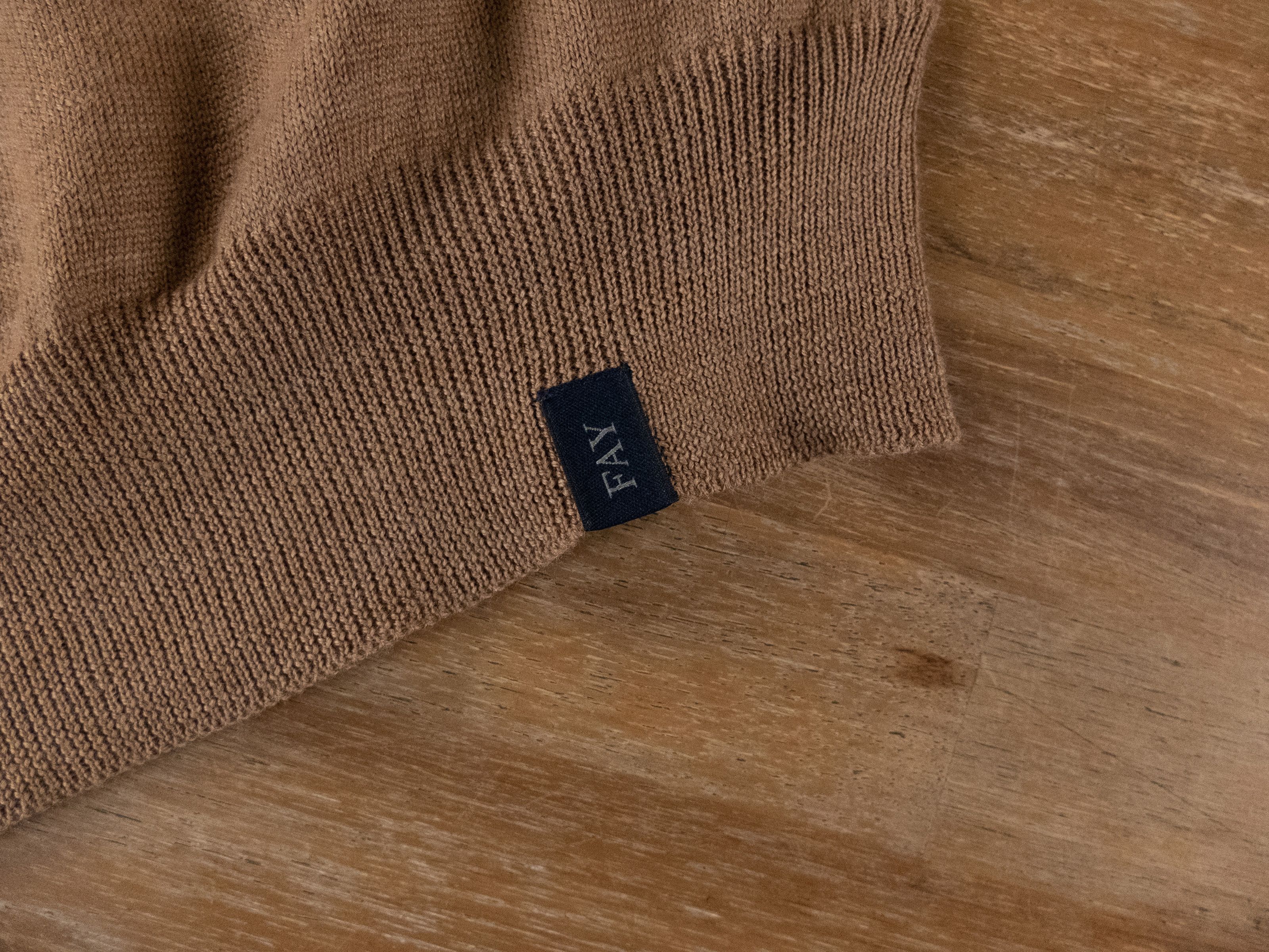 Fay FAY brown virgin wool elbow patch sweater 56 XXXL 3XL NWT Size US XXL / EU 58 / 5 - 5 Thumbnail