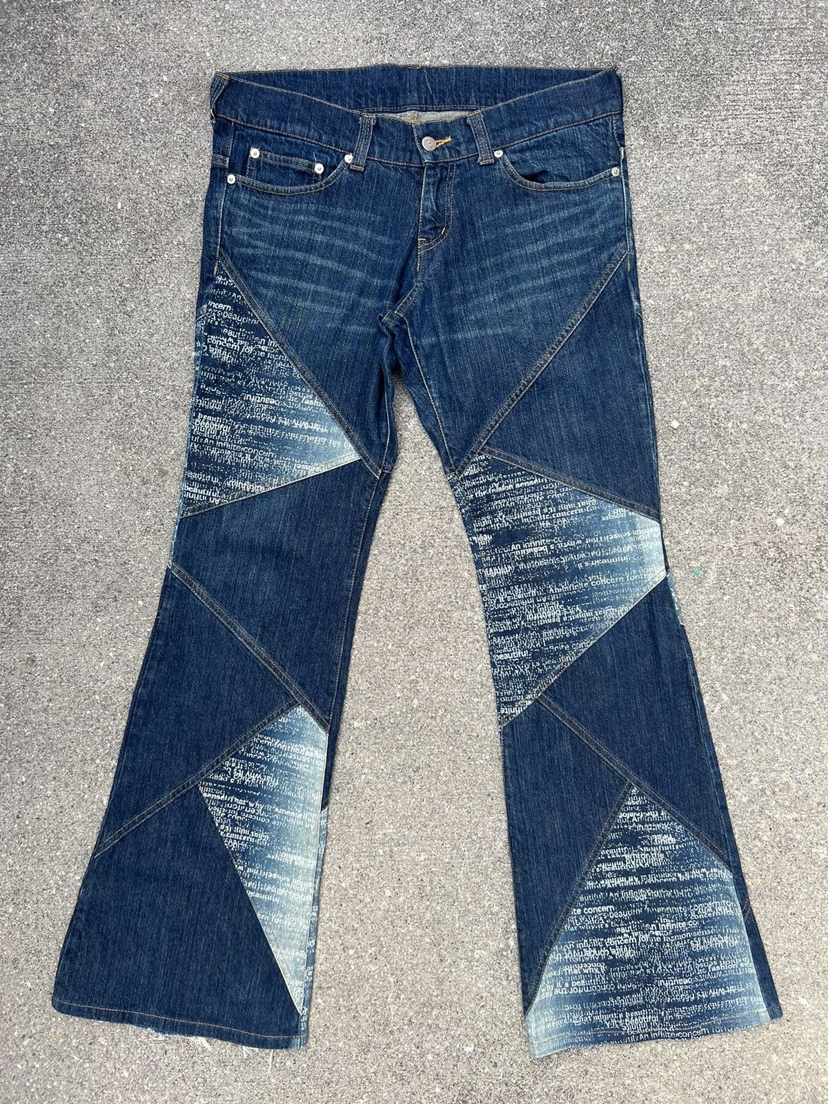 Tornado Mart Vtg Tornado Mart Japan Stretch Patchwork Denim Bootcut Jeans Size US 32 / EU 48 - 1 Thumbnail