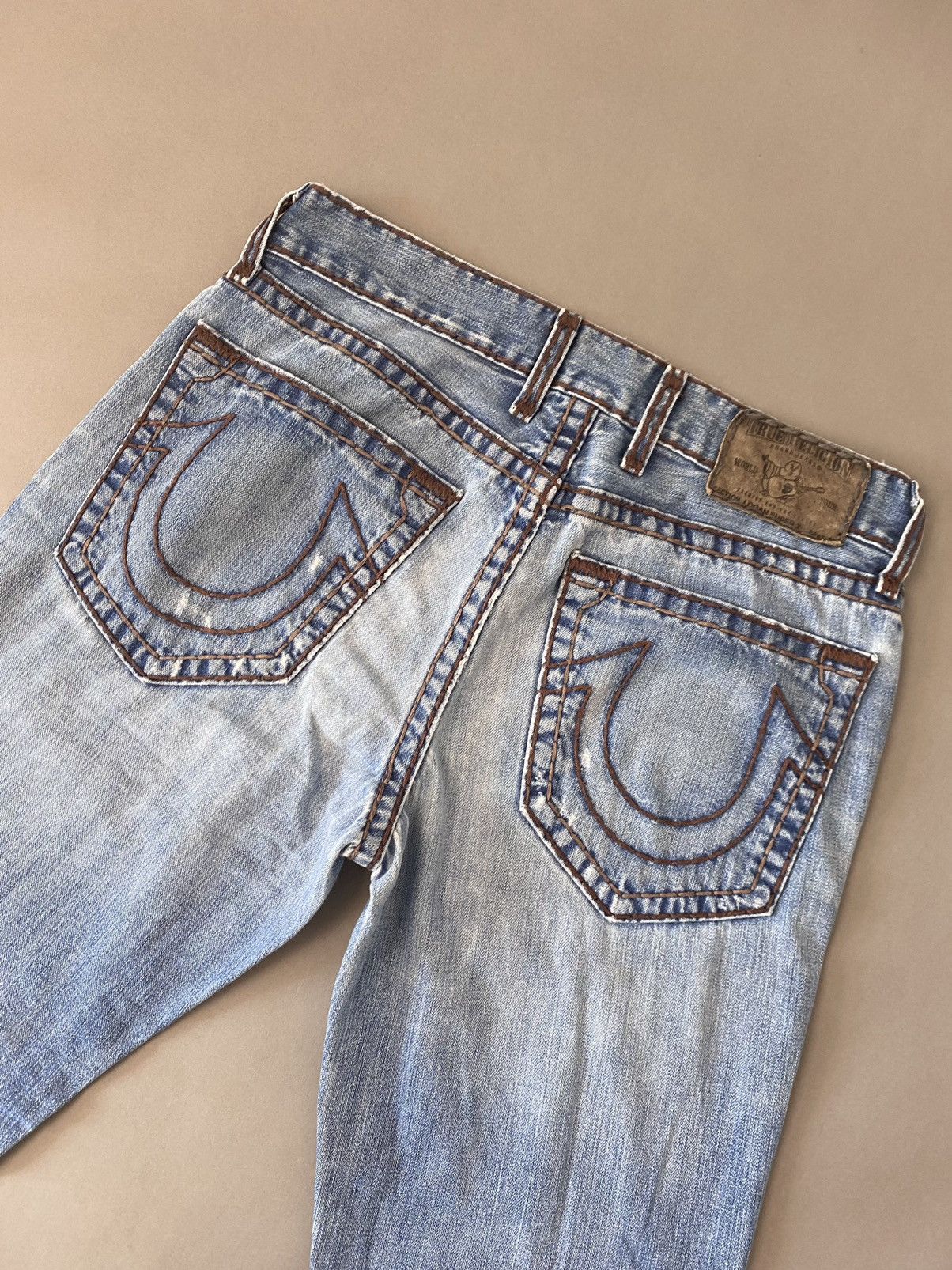 True Religion × Vintage True Religion vintage blue jeans thick brown stitching Size US 33 - 2 Thumbnail