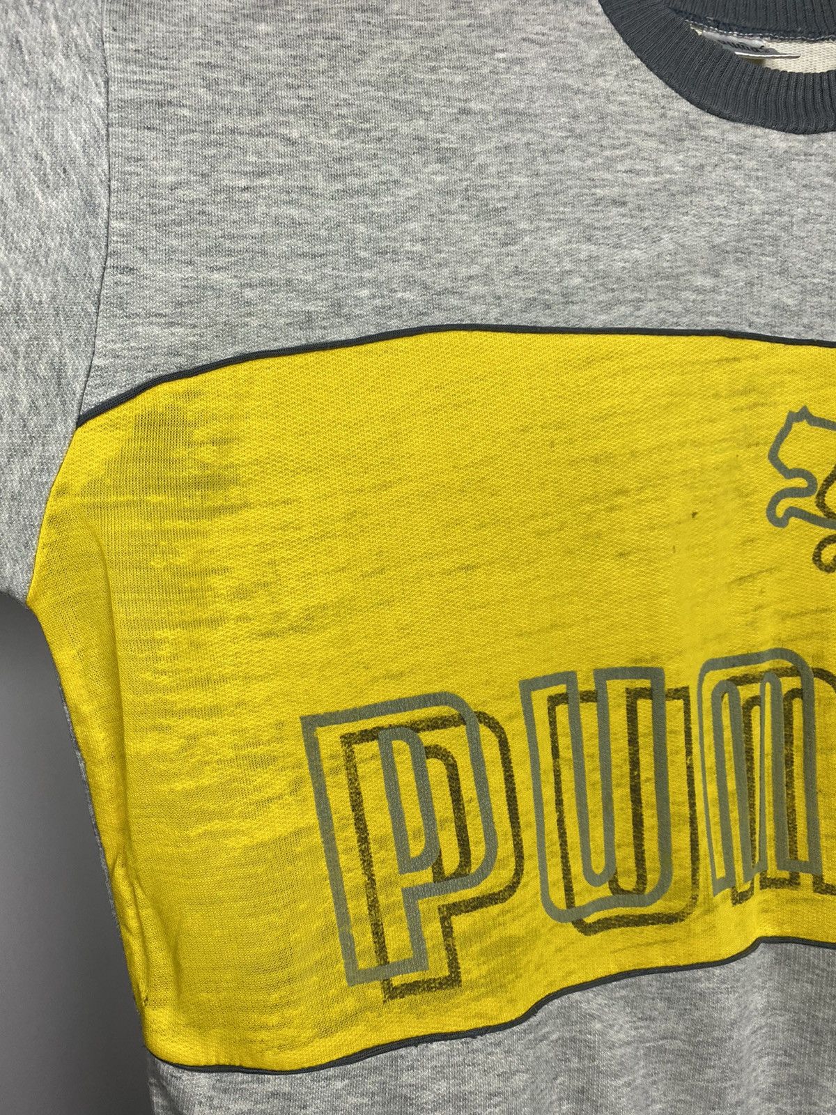 Puma × Vintage Puma vintage big 3D logo sweatshirt 80s yellow grey Size US L / EU 52-54 / 3 - 10 Thumbnail