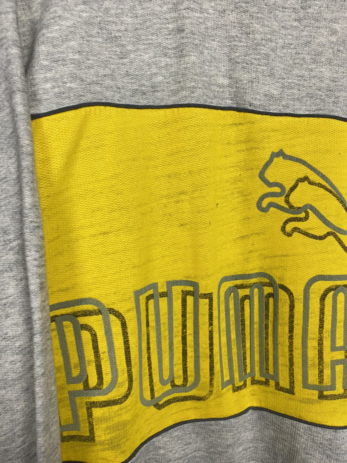 Puma × Vintage Puma vintage big 3D logo sweatshirt 80s yellow grey Size US L / EU 52-54 / 3 - 5 Thumbnail