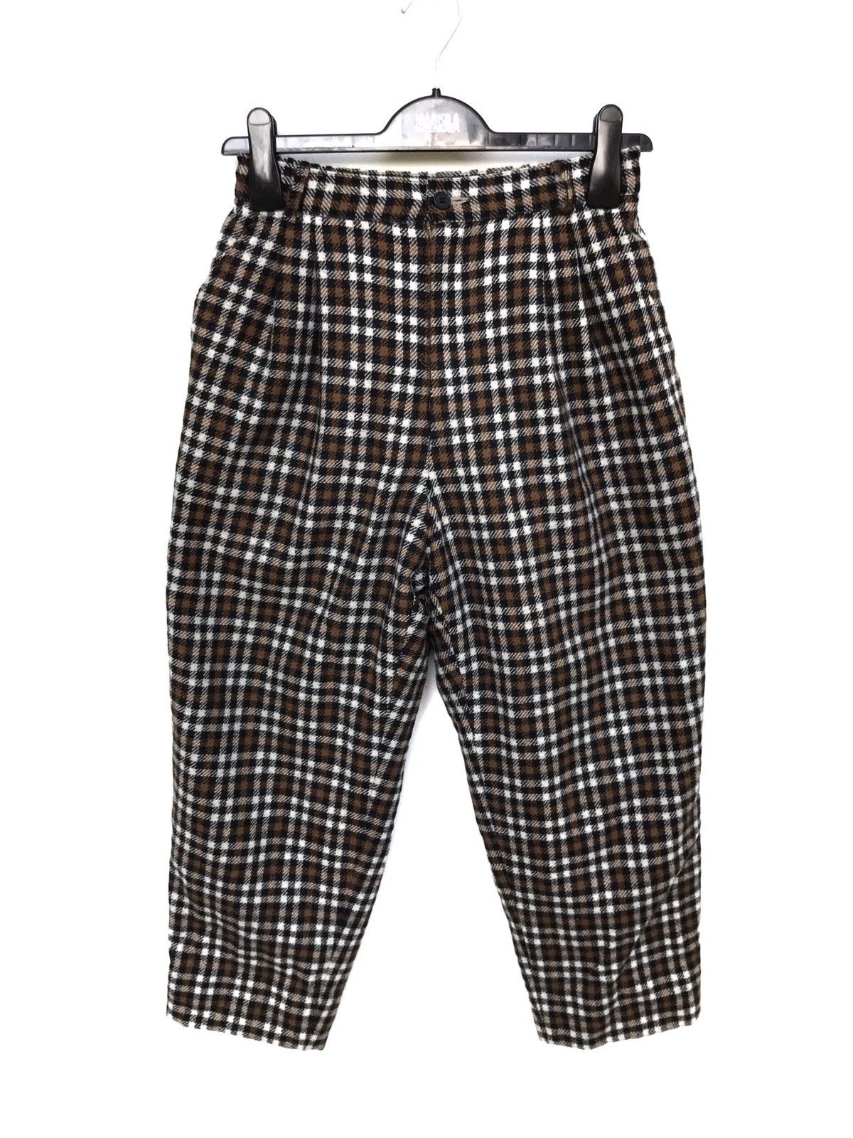 Japanese Brand × Vintage Vintage High Waist Baggy Checkered Plaid Tartan Wool Pants Size US 26 / EU 42 - 1 Thumbnail
