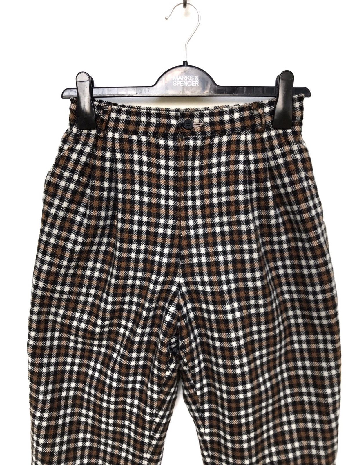 Japanese Brand × Vintage Vintage High Waist Baggy Checkered Plaid Tartan Wool Pants Size US 26 / EU 42 - 3 Thumbnail