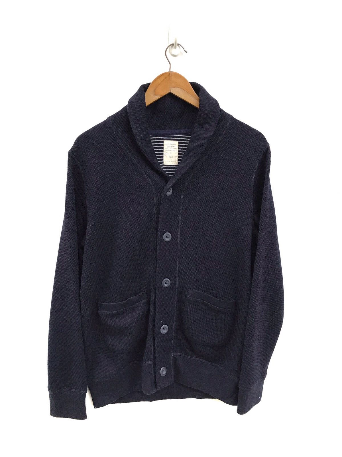 Japanese Brand Japanese Brand Back Number Shawl Collar Knit Jacket Navy Size US M / EU 48-50 / 2 - 4 Thumbnail