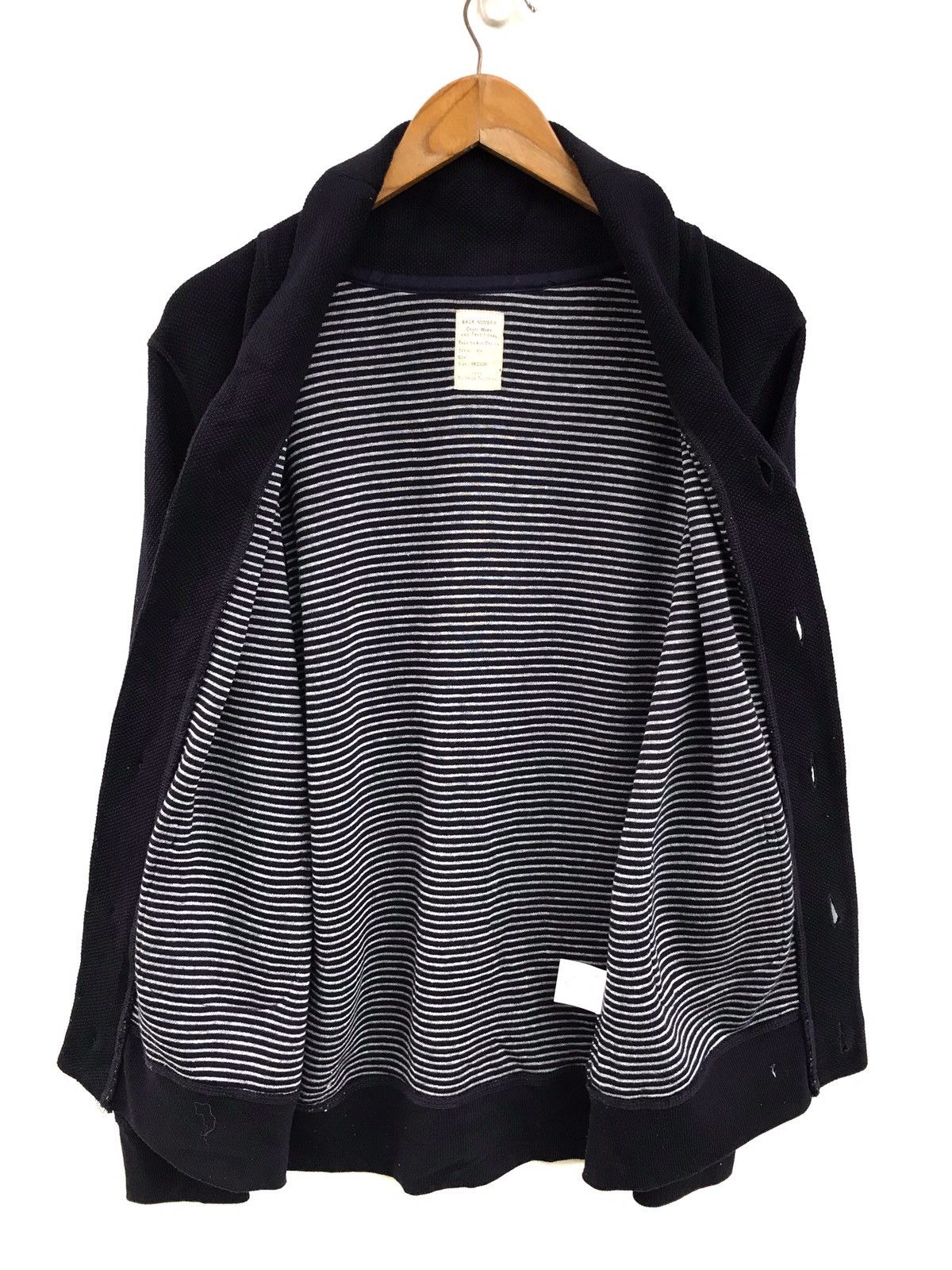 Japanese Brand Japanese Brand Back Number Shawl Collar Knit Jacket Navy Size US M / EU 48-50 / 2 - 5 Thumbnail