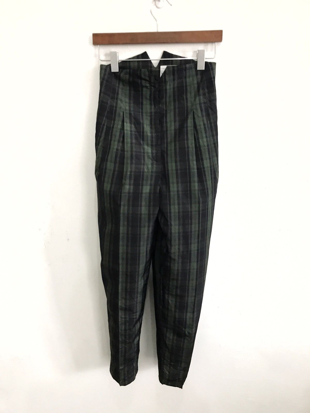 Designer × Vintage Vintage Norma Kamali Checked High Waist Gabardine Pants Size US 26 / EU 42 - 2 Thumbnail