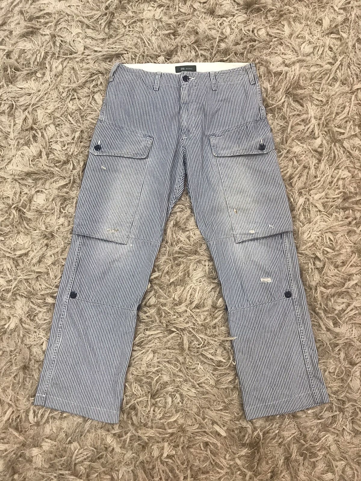 image of F O B Factory x Fob Factory Hickory Stripe Cargo Pants, Men's (Size 32)