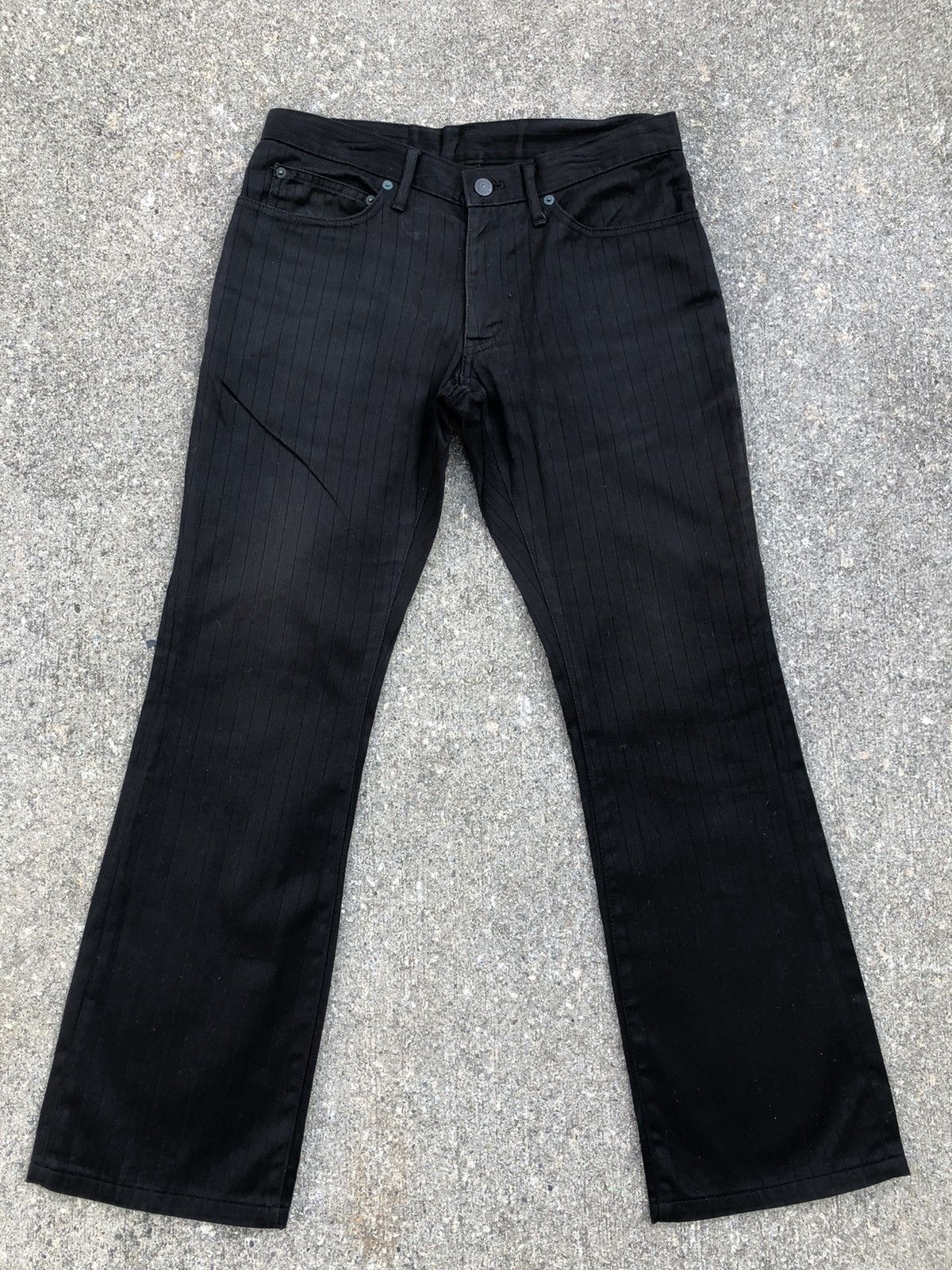 Tete Homme Tete Homme Japan Stripe Black Pant Flare Jeans Size US 30 / EU 46 - 1 Thumbnail