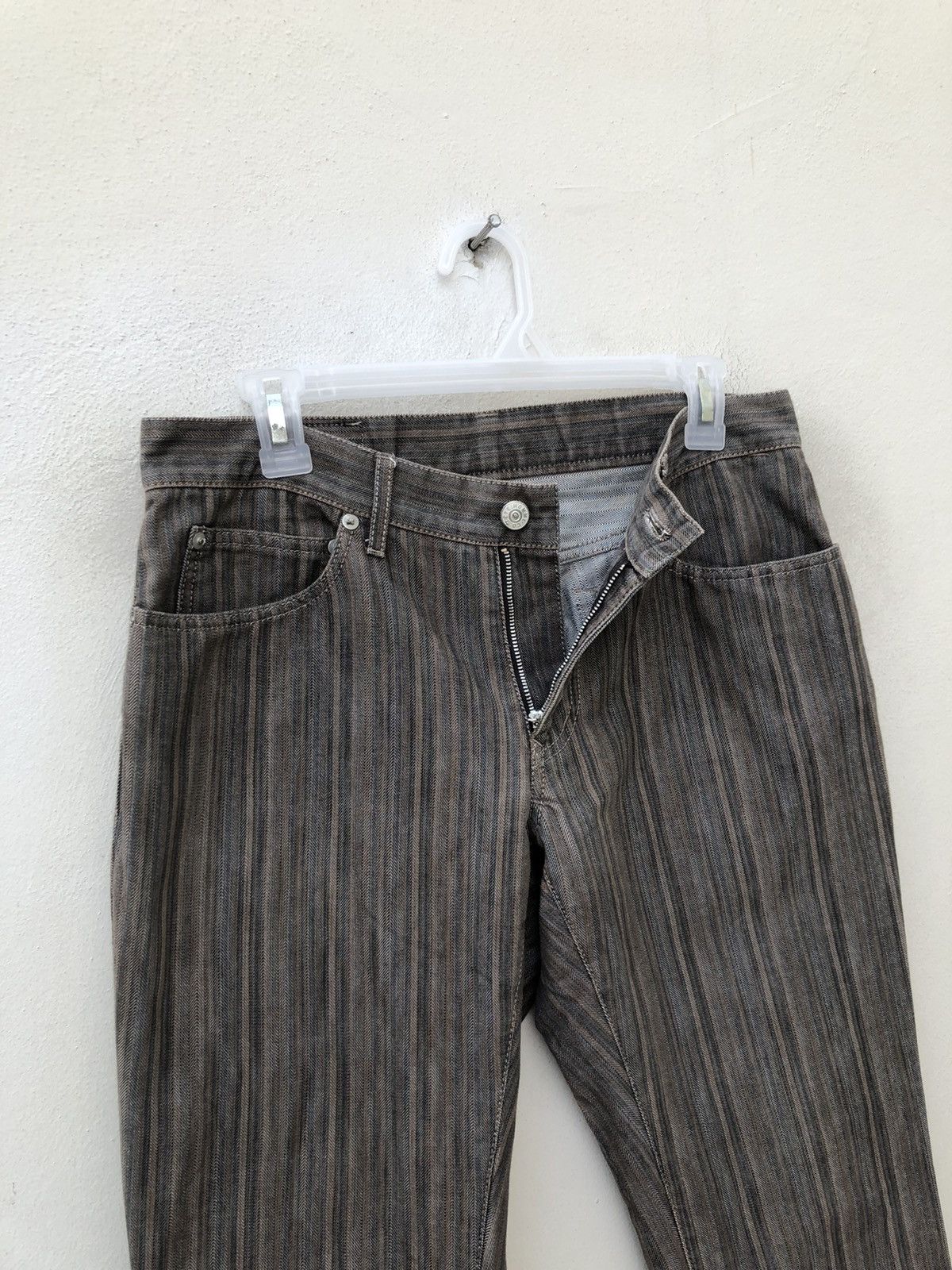 Tete Homme TETE HOMME Japan Stretchable Striped Flare Jeans Size US 30 / EU 46 - 9 Thumbnail