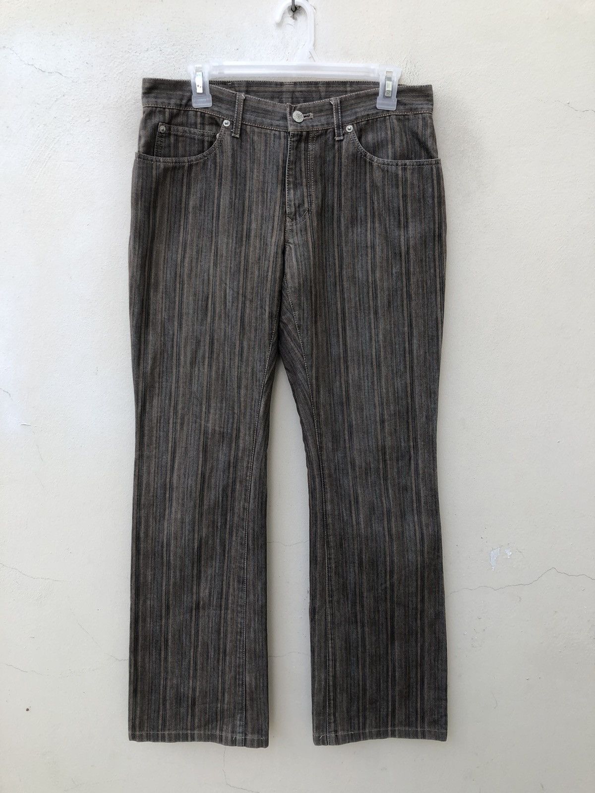 Tete Homme TETE HOMME Japan Stretchable Striped Flare Jeans Size US 30 / EU 46 - 6 Thumbnail
