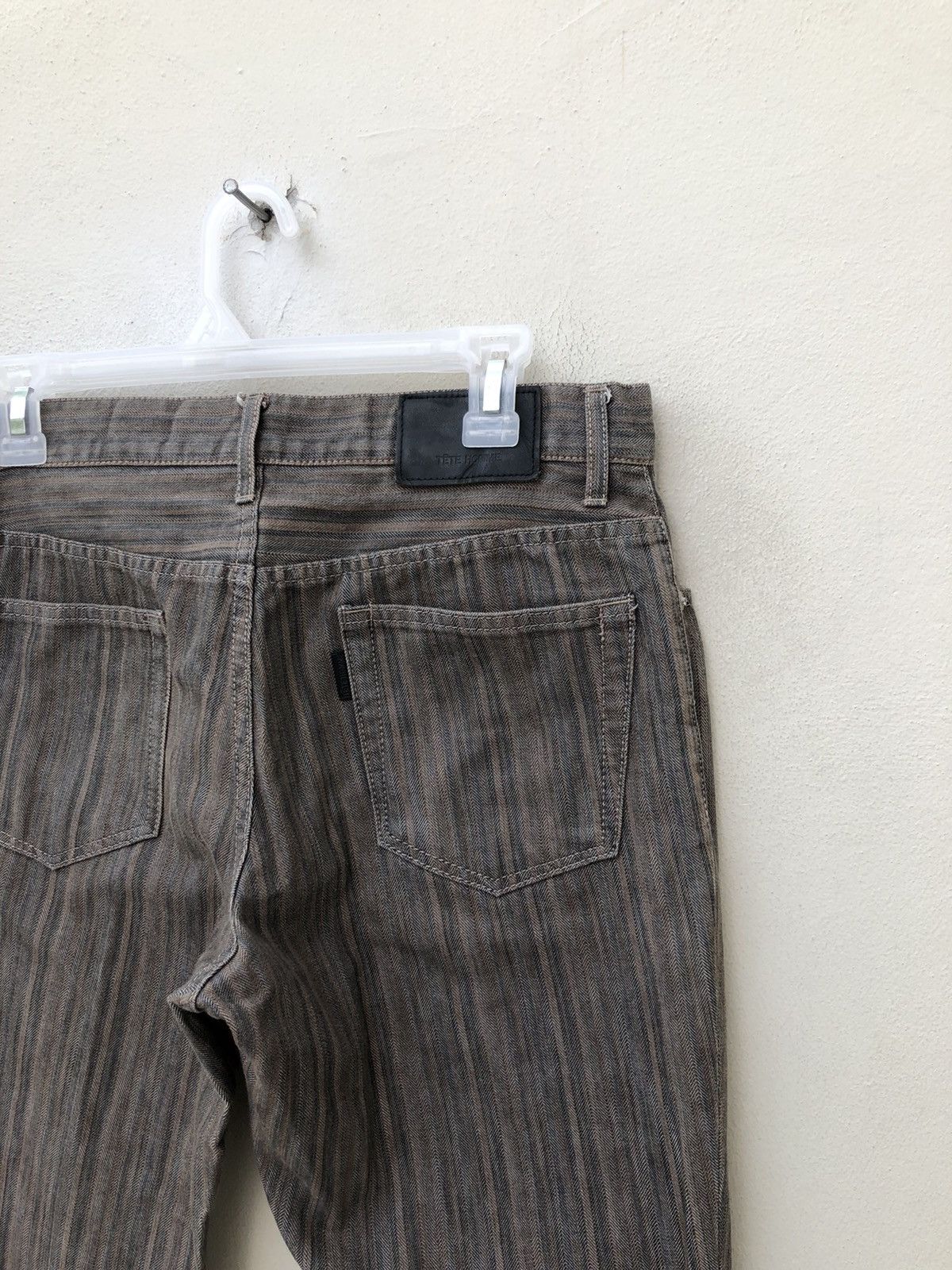 Tete Homme TETE HOMME Japan Stretchable Striped Flare Jeans Size US 30 / EU 46 - 20 Thumbnail