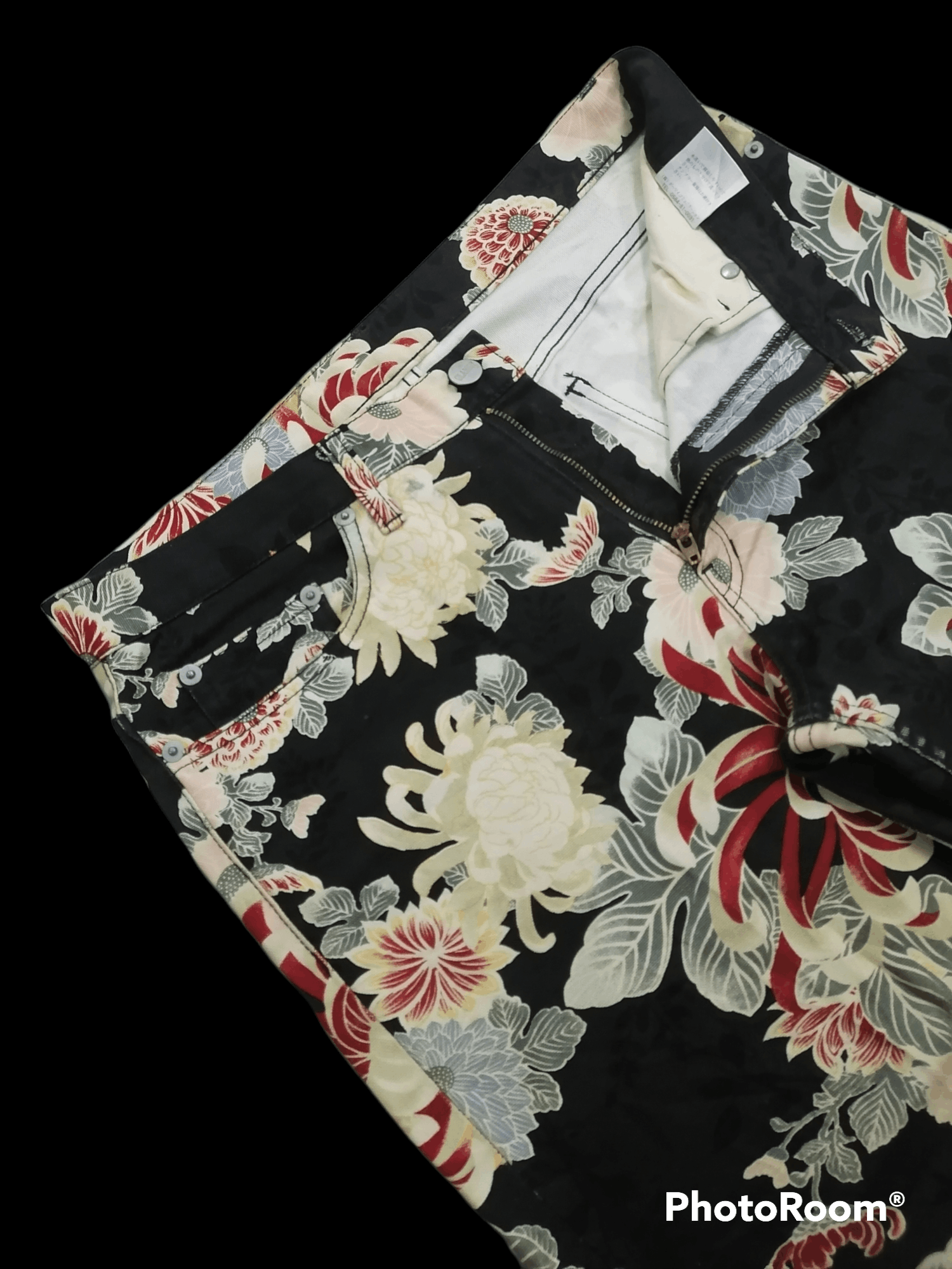 Japanese Brand Made In Japan Glamdy Floral Erd Printed Denim Pants Size US 31 - 3 Thumbnail