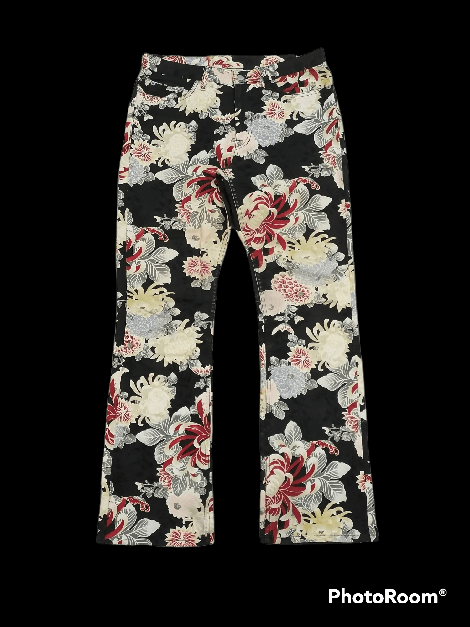 Japanese Brand Made In Japan Glamdy Floral Erd Printed Denim Pants Size US 31 - 1 Thumbnail