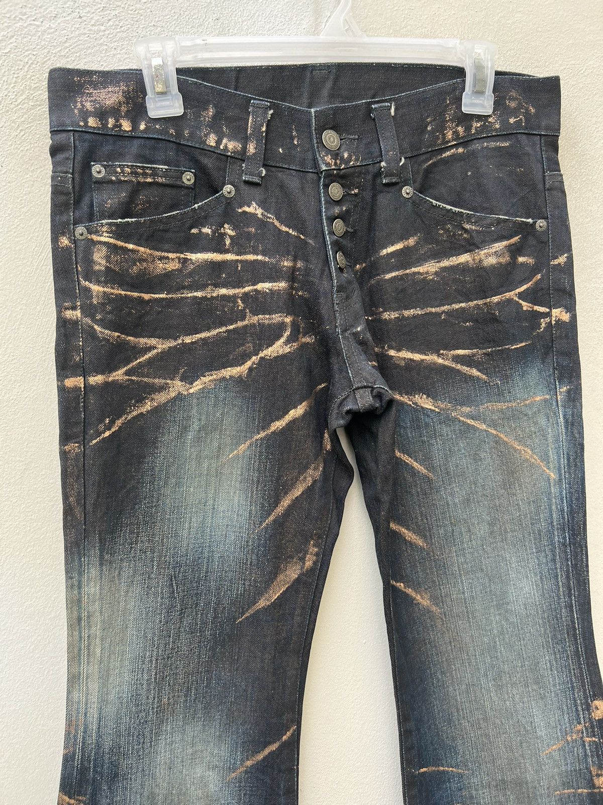 Tornado Mart Vintage Tornado Mart Japan Waxed Denim Flare Jeans Size US 31 - 7 Thumbnail