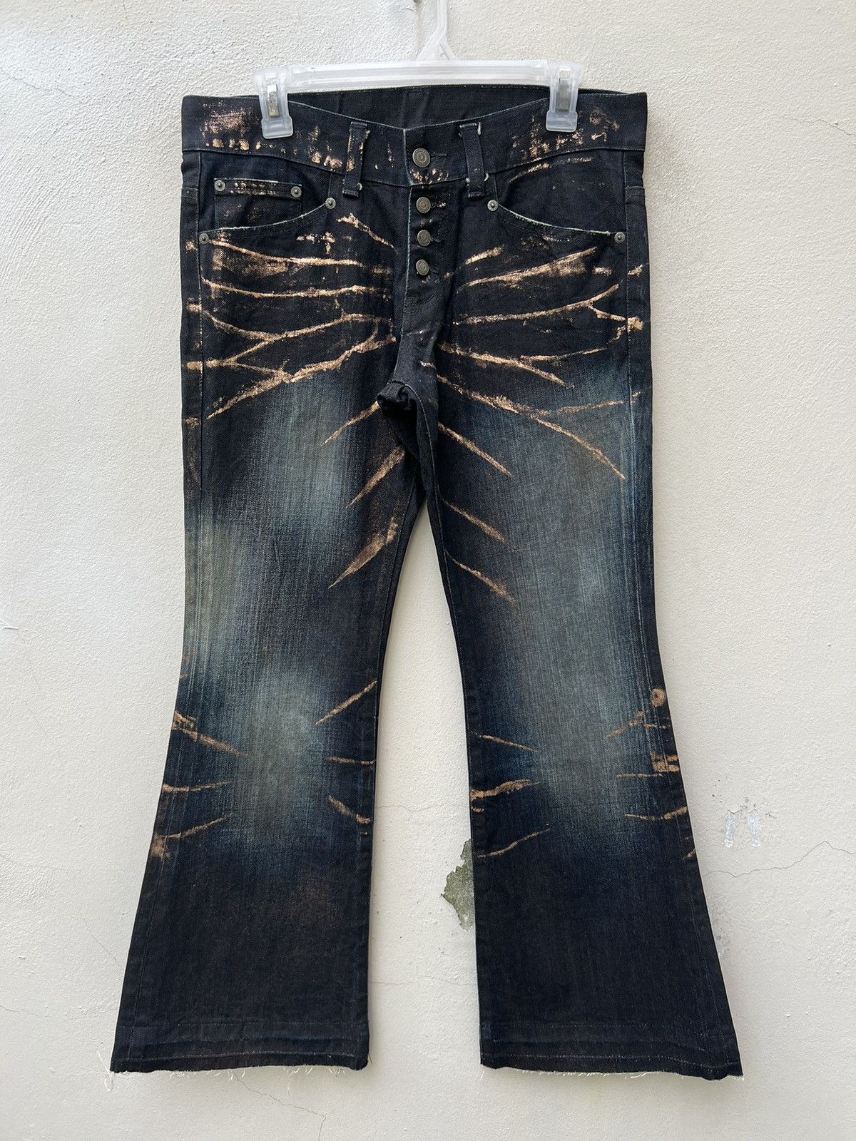 Tornado Mart Vintage Tornado Mart Japan Waxed Denim Flare Jeans Size US 31 - 6 Thumbnail