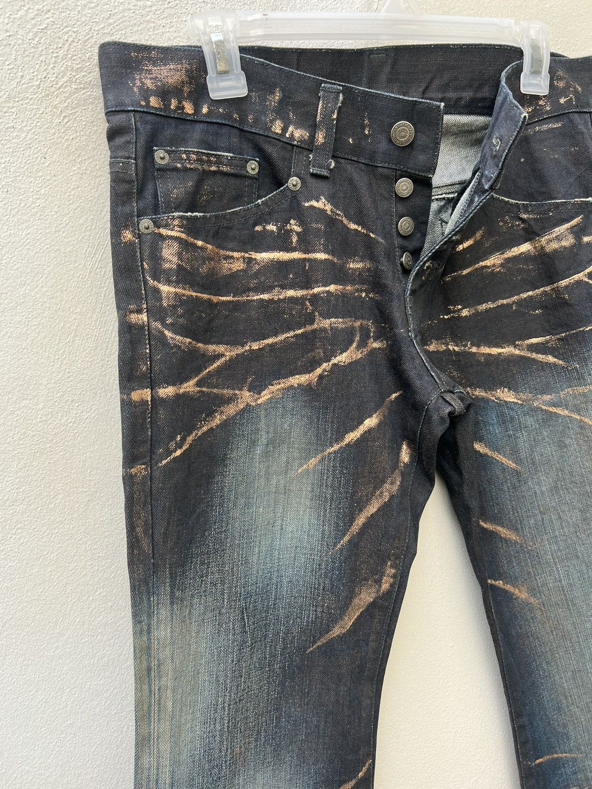 Tornado Mart Vintage Tornado Mart Japan Waxed Denim Flare Jeans Size US 31 - 8 Thumbnail