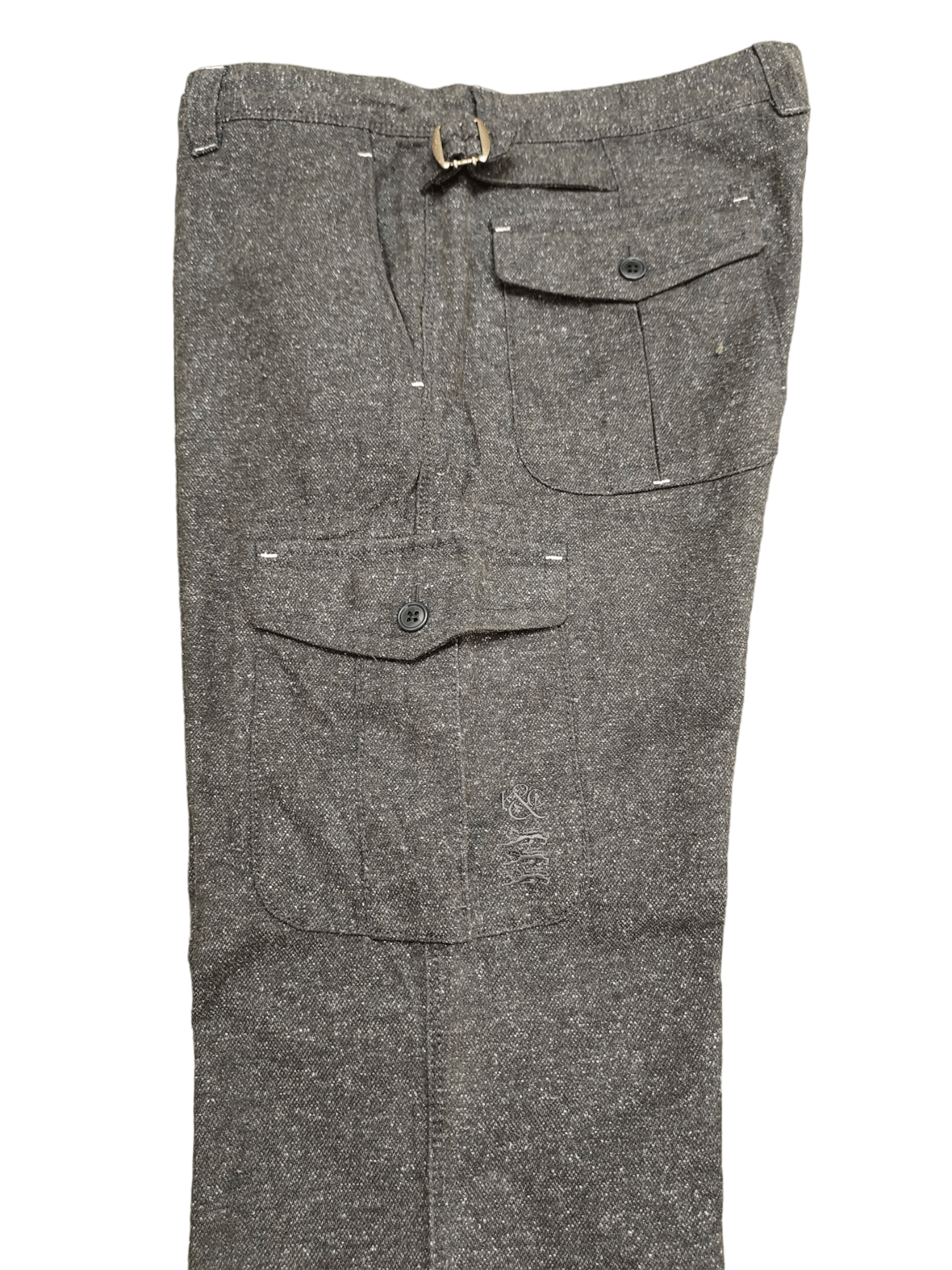 Kent & Curwen Kent & Curwen Buckle Sides Salt & Pepper Cargo Pants Size US 35 - 18 Thumbnail