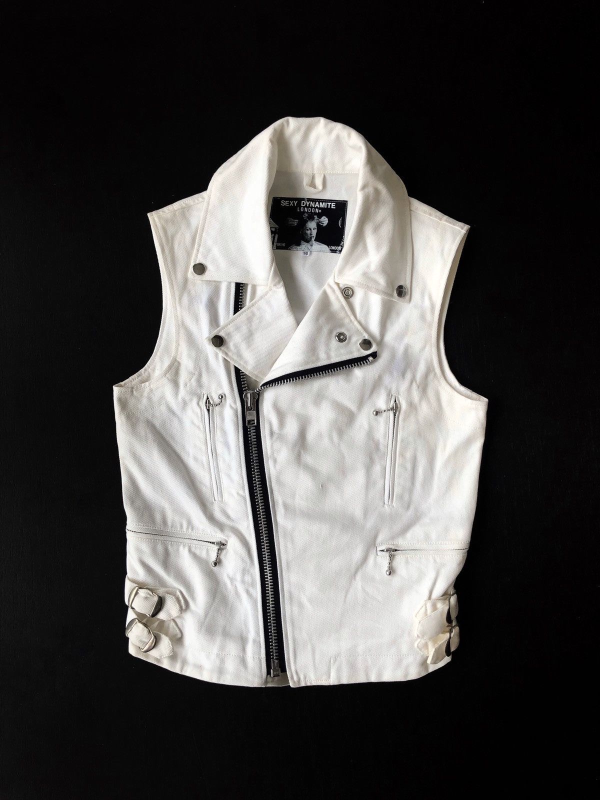 A.F.F.A. Sexy Dynamite 🇬🇧 Double Collar Sleeveless Biker Jacket Size US S / EU 44-46 / 1 - 1 Thumbnail