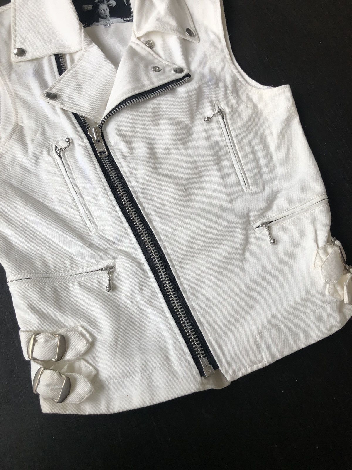 A.F.F.A. Sexy Dynamite 🇬🇧 Double Collar Sleeveless Biker Jacket Size US S / EU 44-46 / 1 - 4 Thumbnail