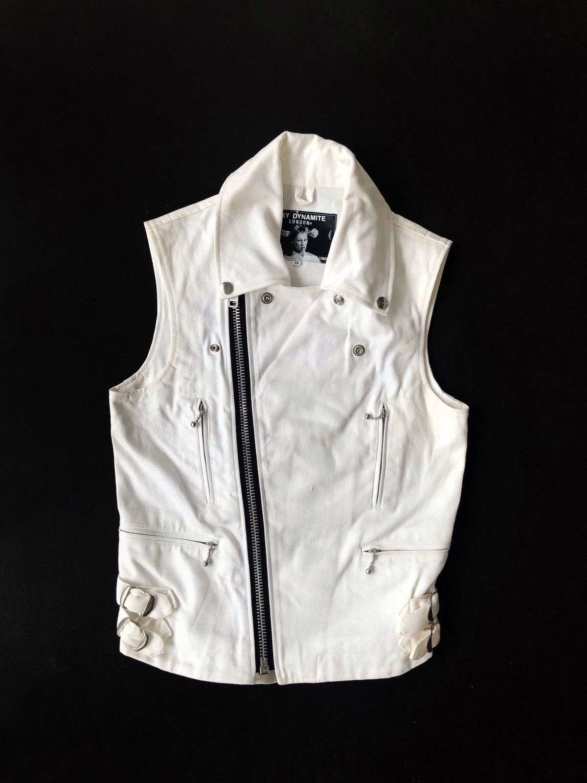 A.F.F.A. Sexy Dynamite 🇬🇧 Double Collar Sleeveless Biker Jacket Size US S / EU 44-46 / 1 - 2 Thumbnail
