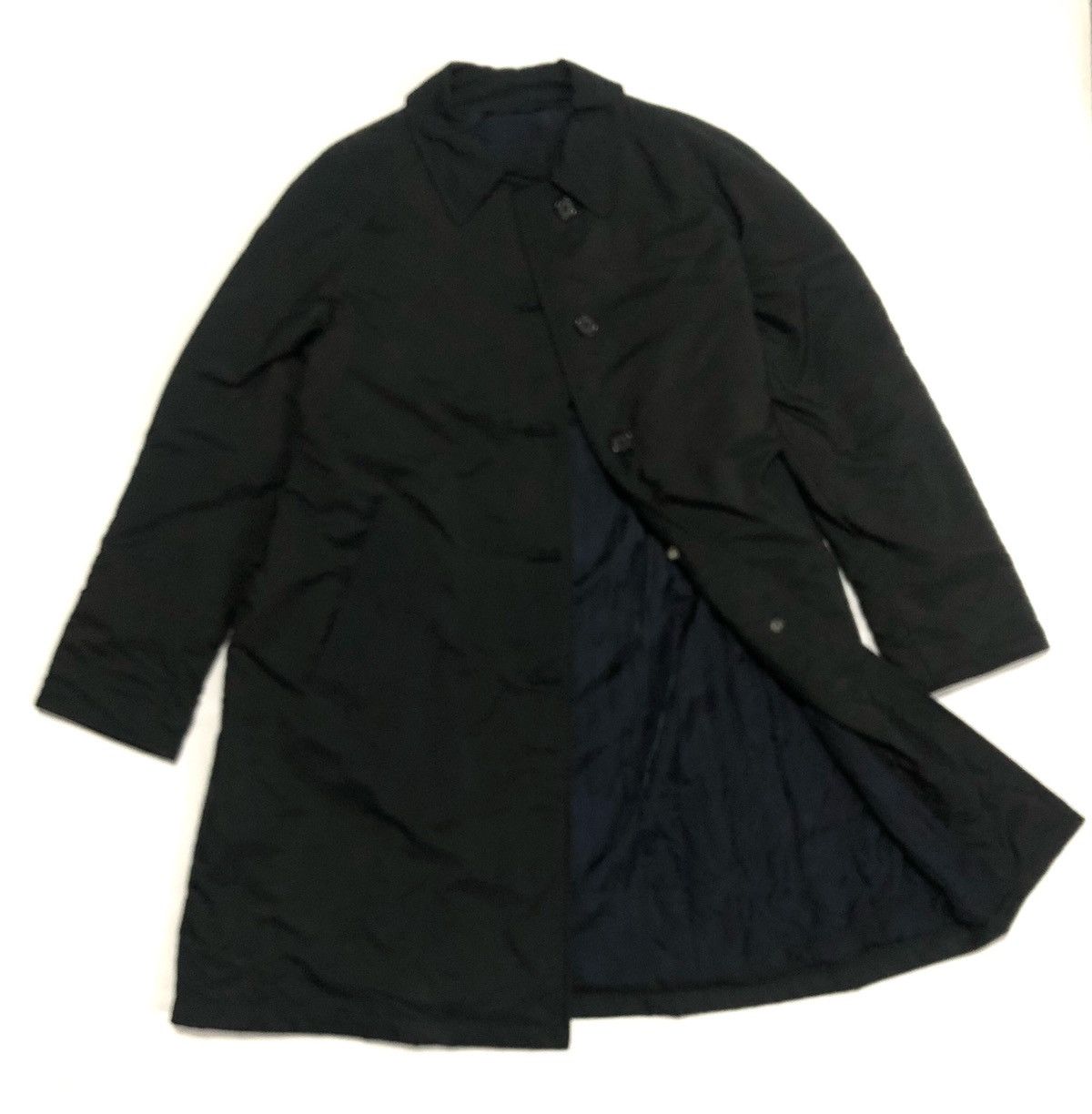 image of Burberrys London Waxed Trench Coat in Blue/Black, Men's (Size Small)