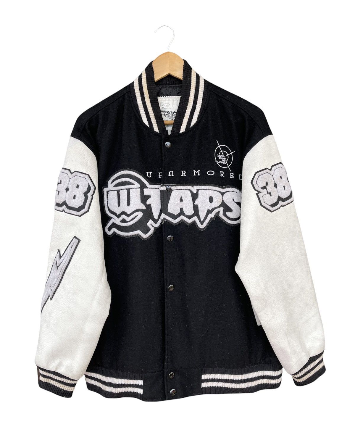 Wtaps Rare Wtaps Empires Service varsity wool/leather jacket Size US XL / EU 56 / 4 - 1 Thumbnail