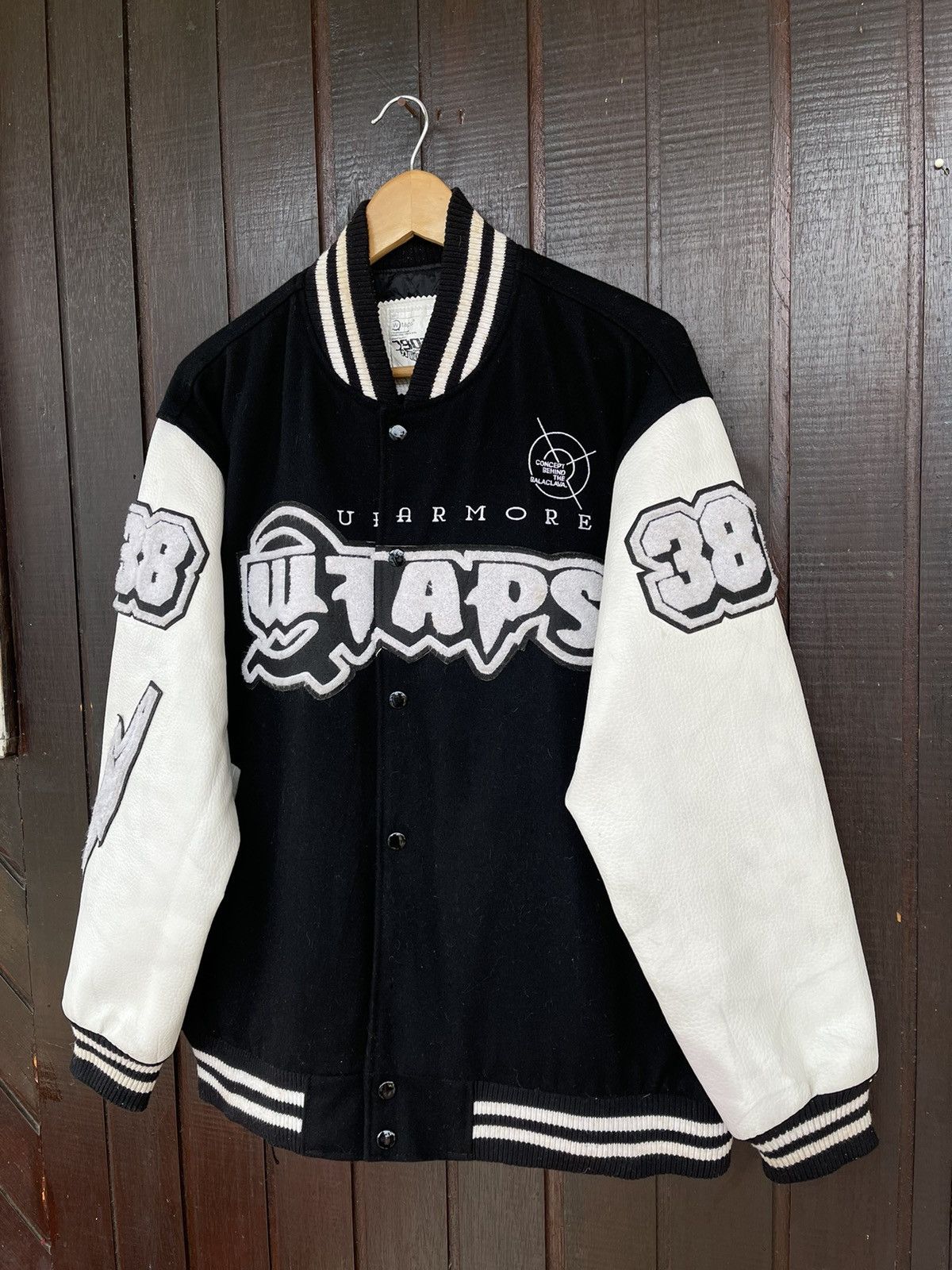 Wtaps Rare Wtaps Empires Service varsity wool/leather jacket Size US XL / EU 56 / 4 - 2 Thumbnail