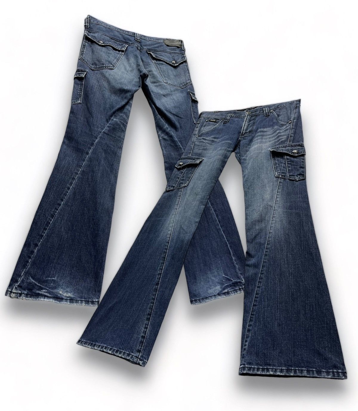image of Sickwrangler X Deux Japan Euro Fit Flare Twisted Cargo in Blue, Men's (Size 32)