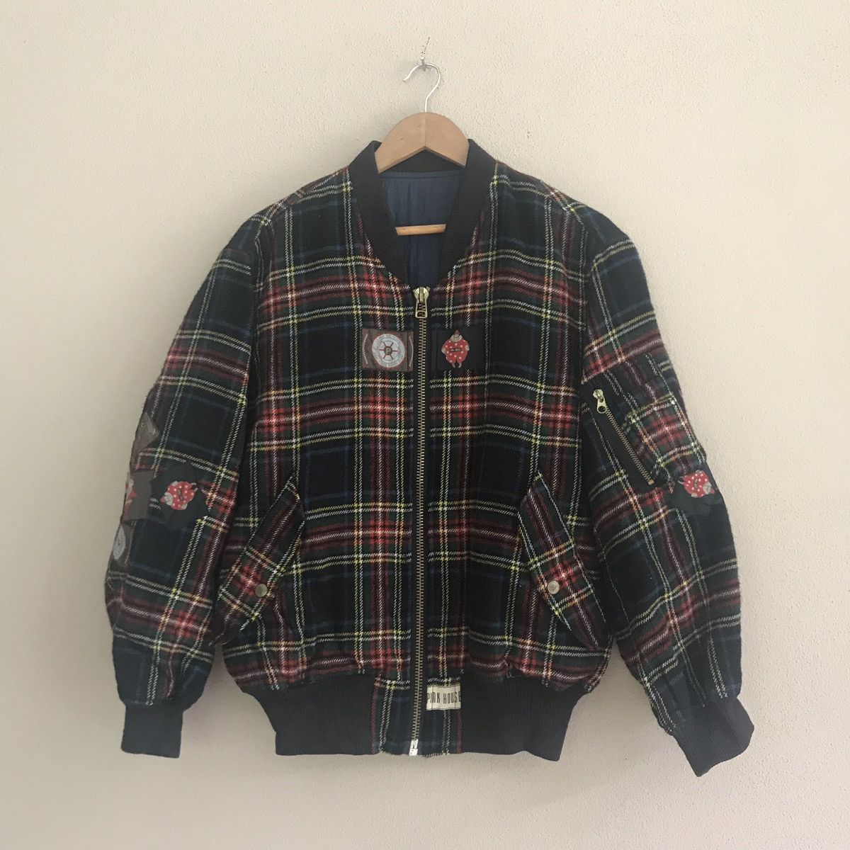 Japanese Brand Pink House Wool Bomber Jacket Nice Design Size US M / EU 48-50 / 2 - 1 Thumbnail