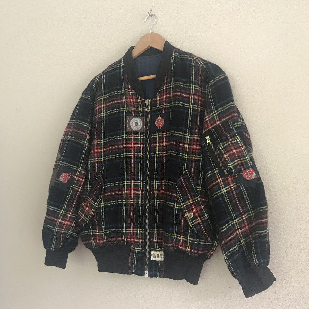 Japanese Brand Pink House Wool Bomber Jacket Nice Design Size US M / EU 48-50 / 2 - 2 Thumbnail