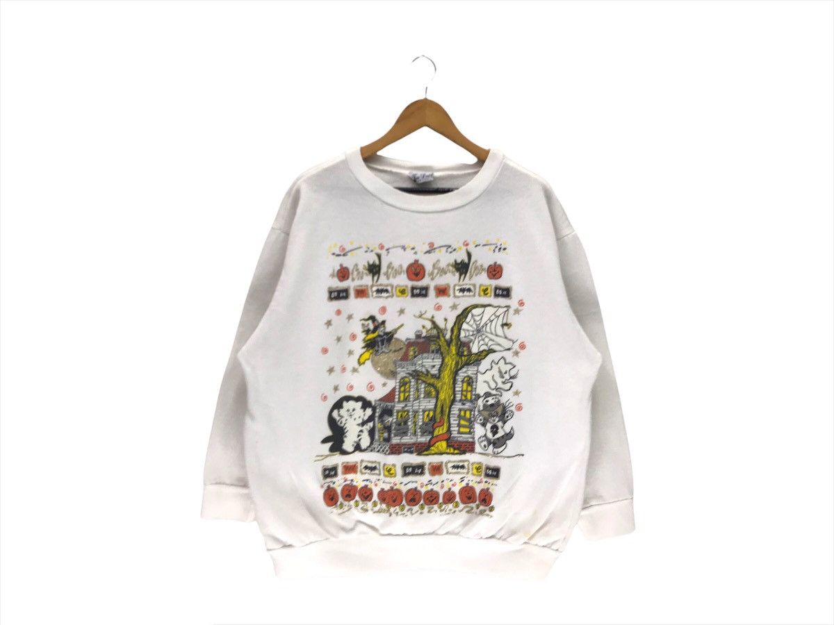 Vintage Vintage Pumpkin And Witch Black Magic Big Print Sweater Size US M / EU 48-50 / 2 - 1 Thumbnail