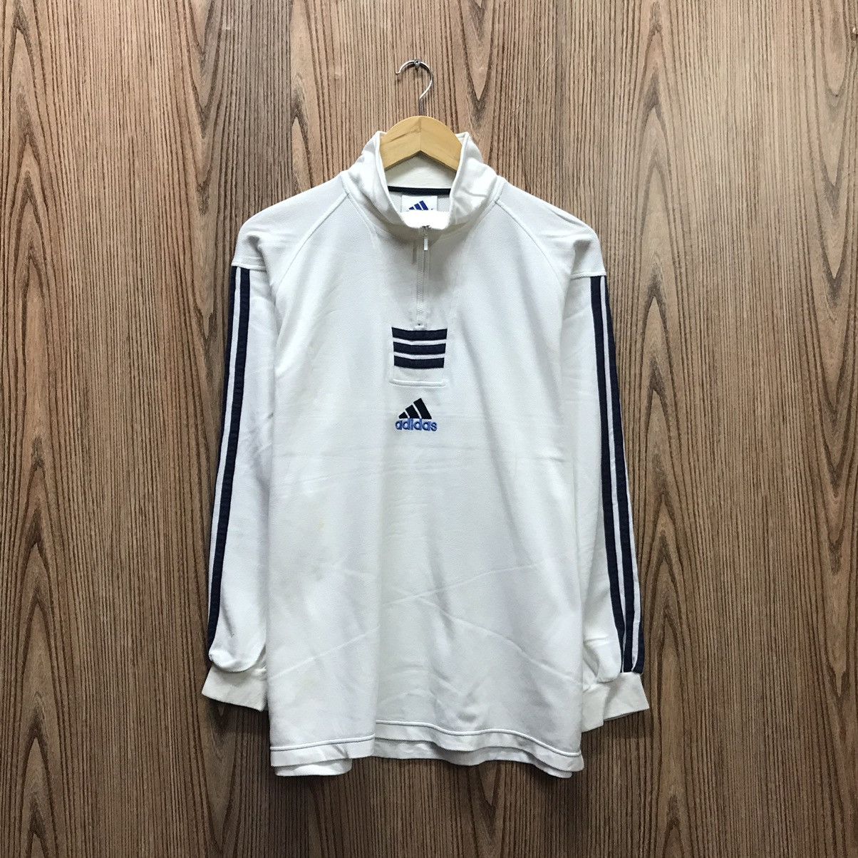 Adidas × Vintage Vintage Adidas Sports Sweatshirt HalfZip AdidasThreeStripes Size US M / EU 48-50 / 2 - 1 Thumbnail
