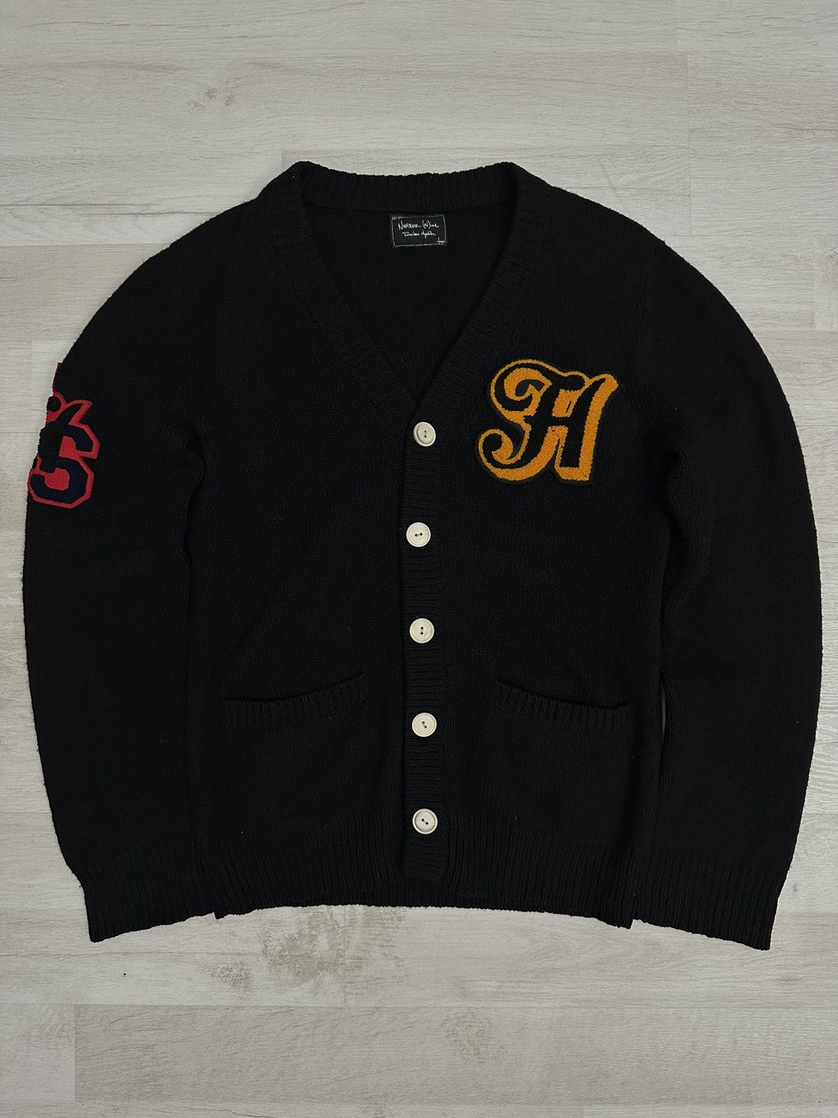 Pre-owned Number N Ine Grail Aw05 “the High Streets” Black Wool Cardigan