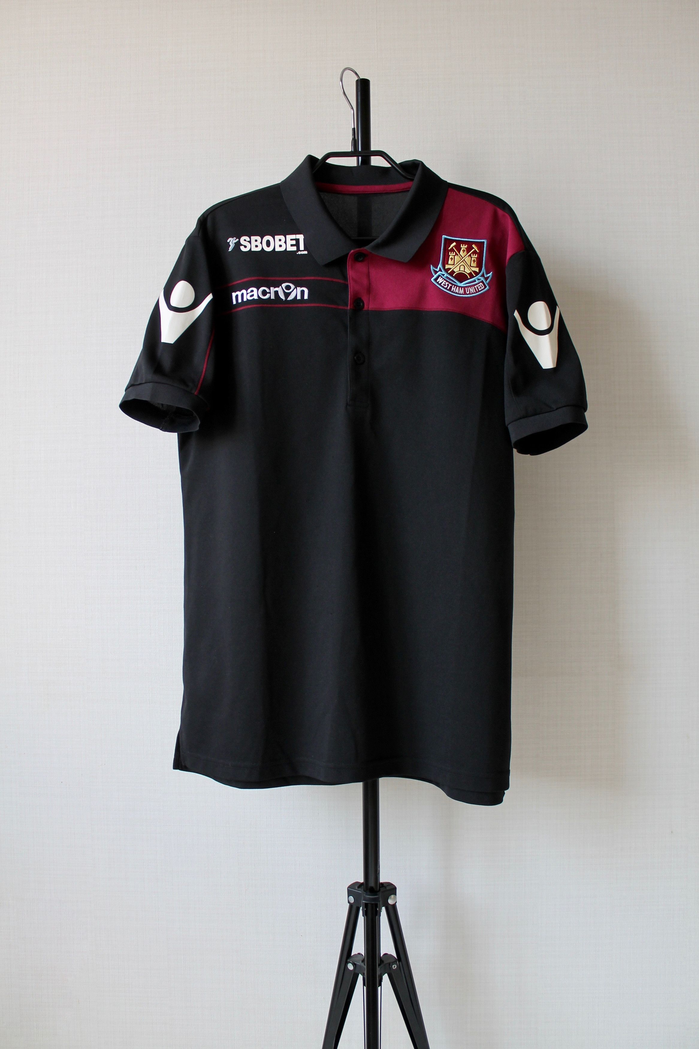 2012 West Ham Jersey Polo Shirt Jersey Training in Black, Men’s
