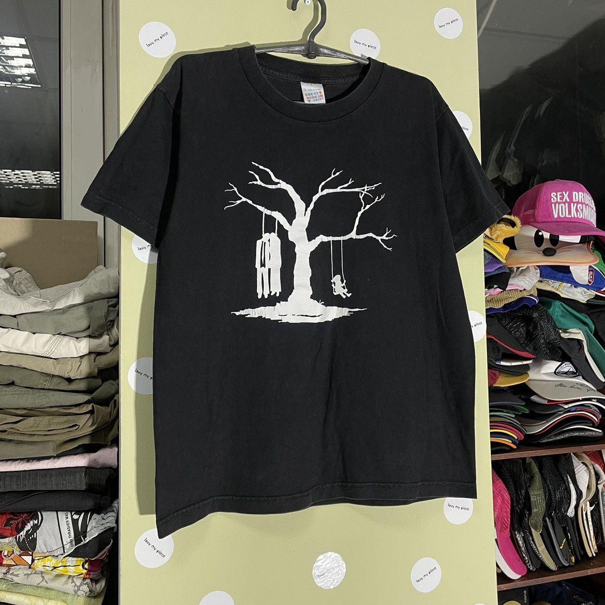 Vintage Vintage Y2K Graphic Tee Dark Tree Print Grunge Black Slim L Size US L / EU 52-54 / 3 - 1 Thumbnail