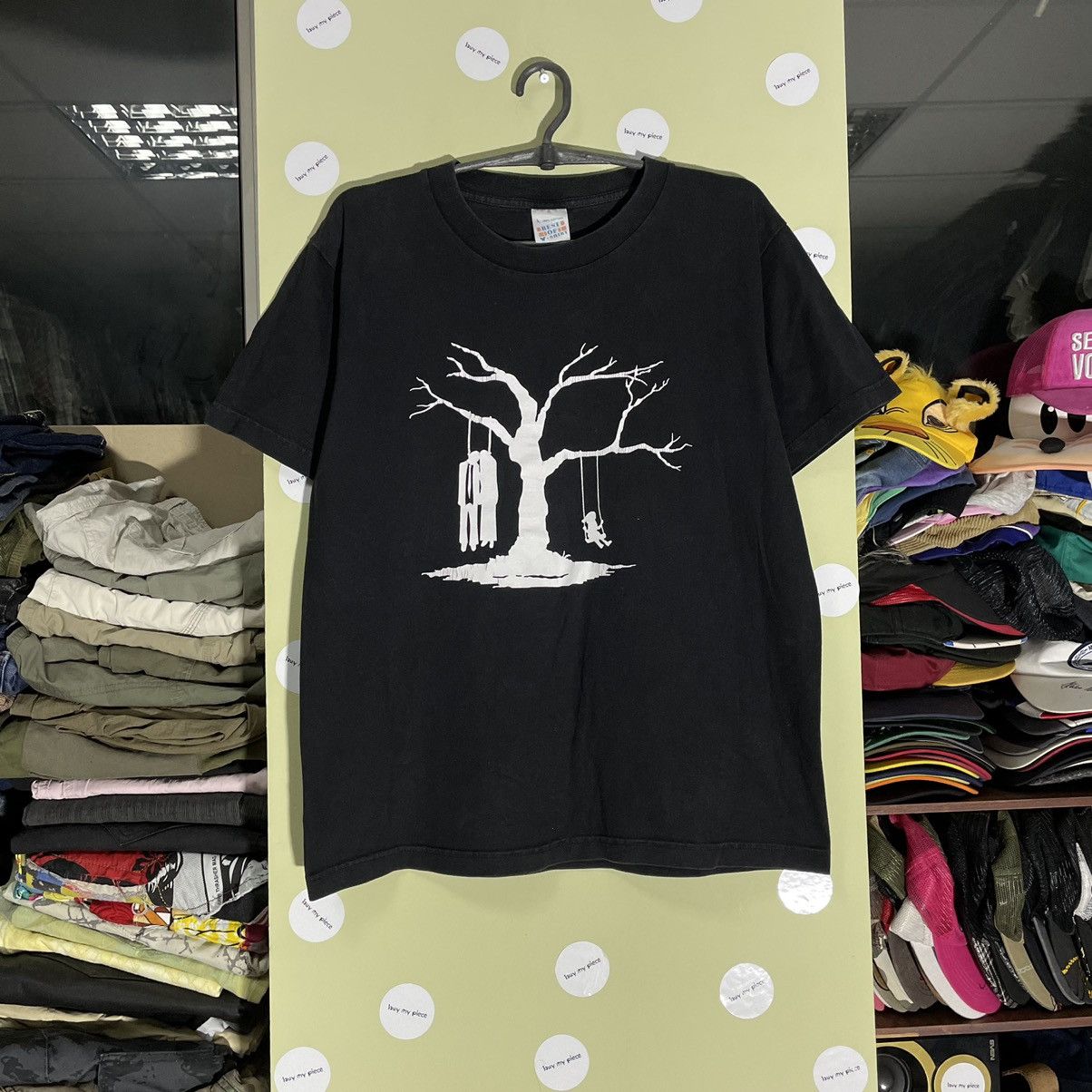 Vintage Vintage Y2K Graphic Tee Dark Tree Print Grunge Black Slim L Size US L / EU 52-54 / 3 - 2 Thumbnail