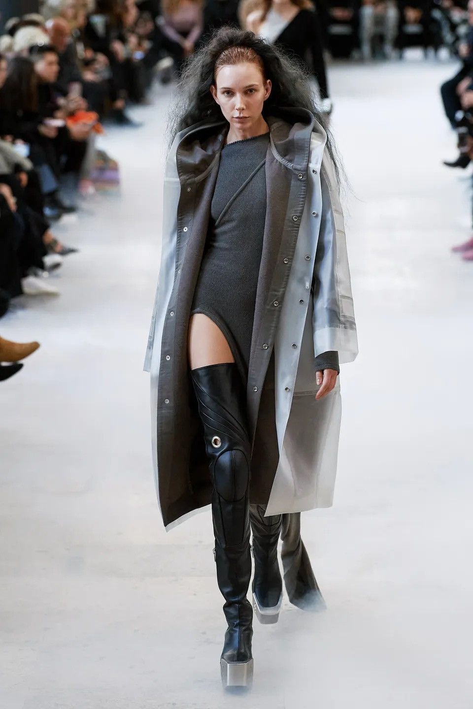 Rick Owens 1-1 TRANSLUCENT BANANA CUT PARKA O/S Size US M / EU 48-50 / 2 - 4 Thumbnail