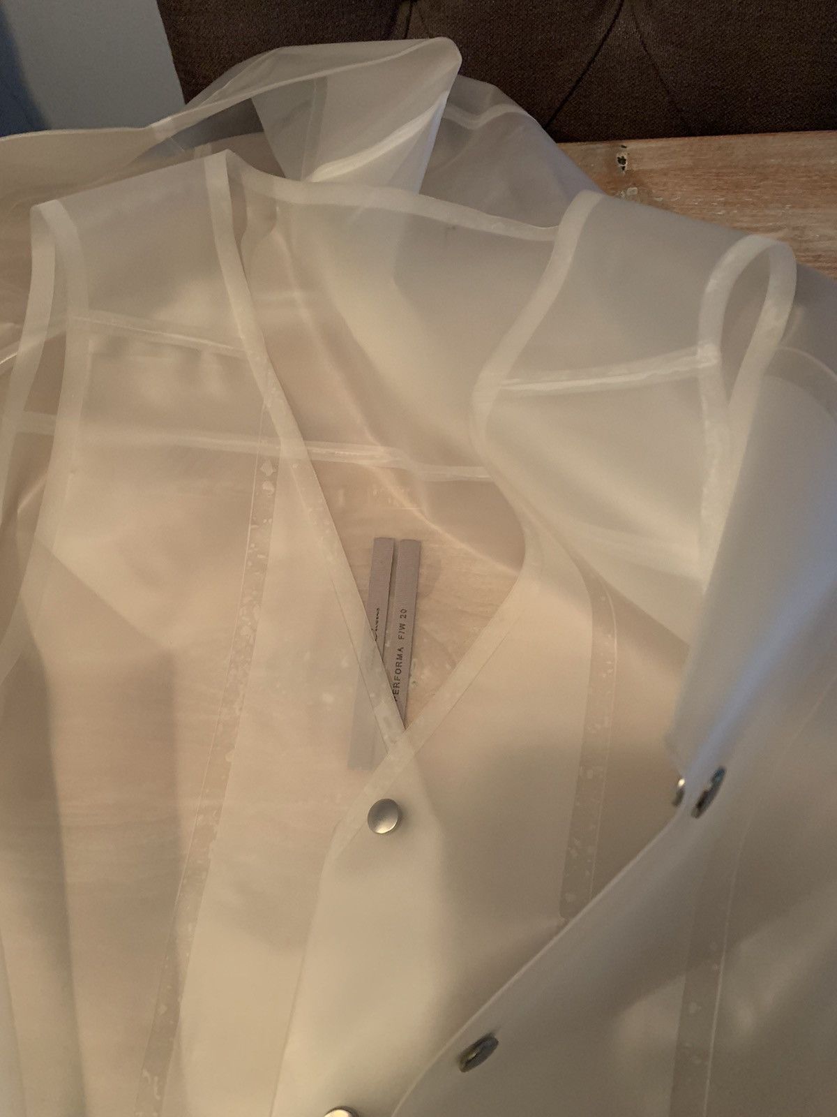 Rick Owens 1-1 TRANSLUCENT BANANA CUT PARKA O/S Size US M / EU 48-50 / 2 - 11 Thumbnail