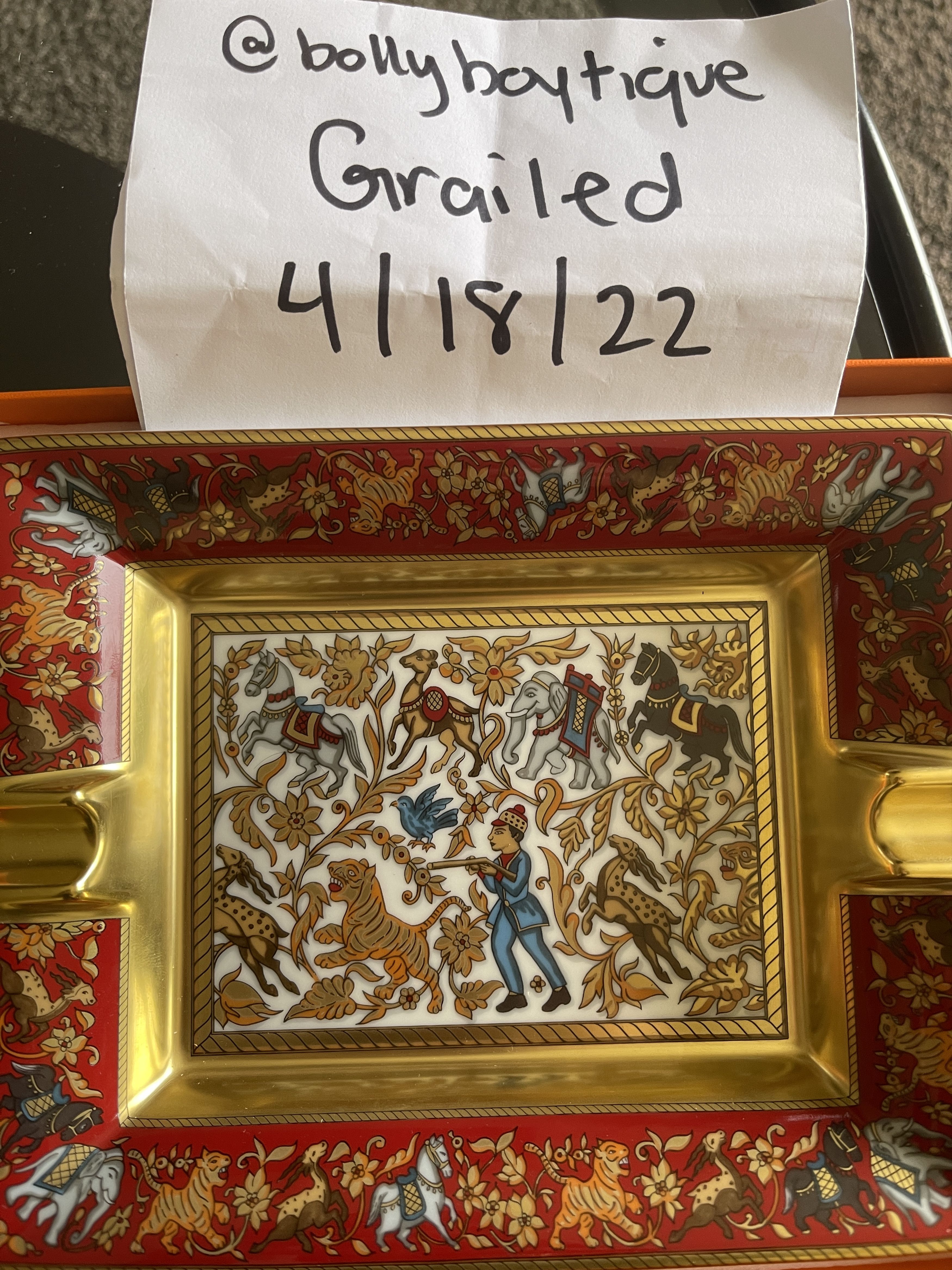 Hermes Hermès Gold New Porcelain Indian Ashtray - New with Tags Size ONE SIZE - 6 Thumbnail
