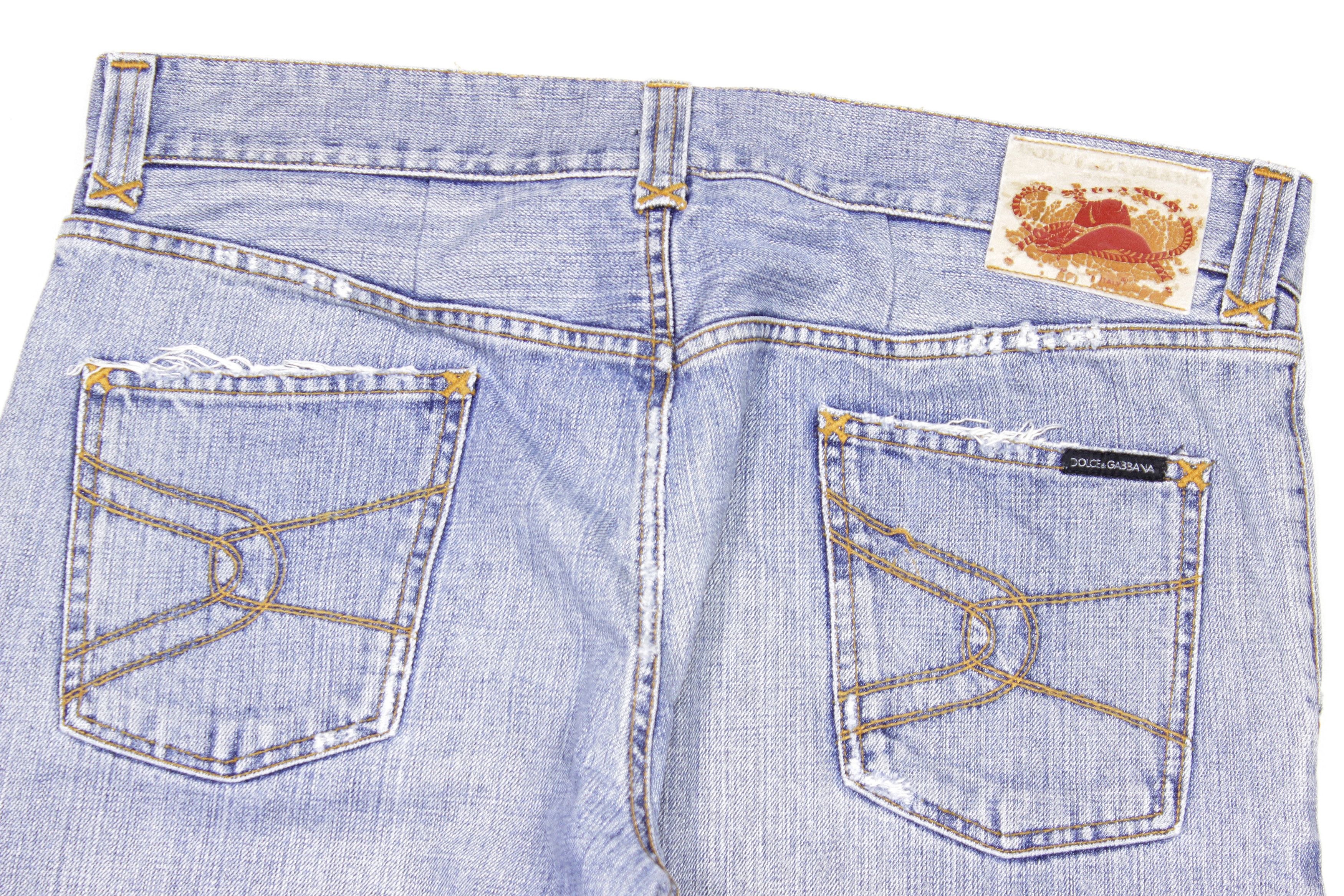 Dolce & Gabbana 00S Distressed Cut Off Sanded Jeans Vintage Size US 36 / EU 52 - 4 Thumbnail