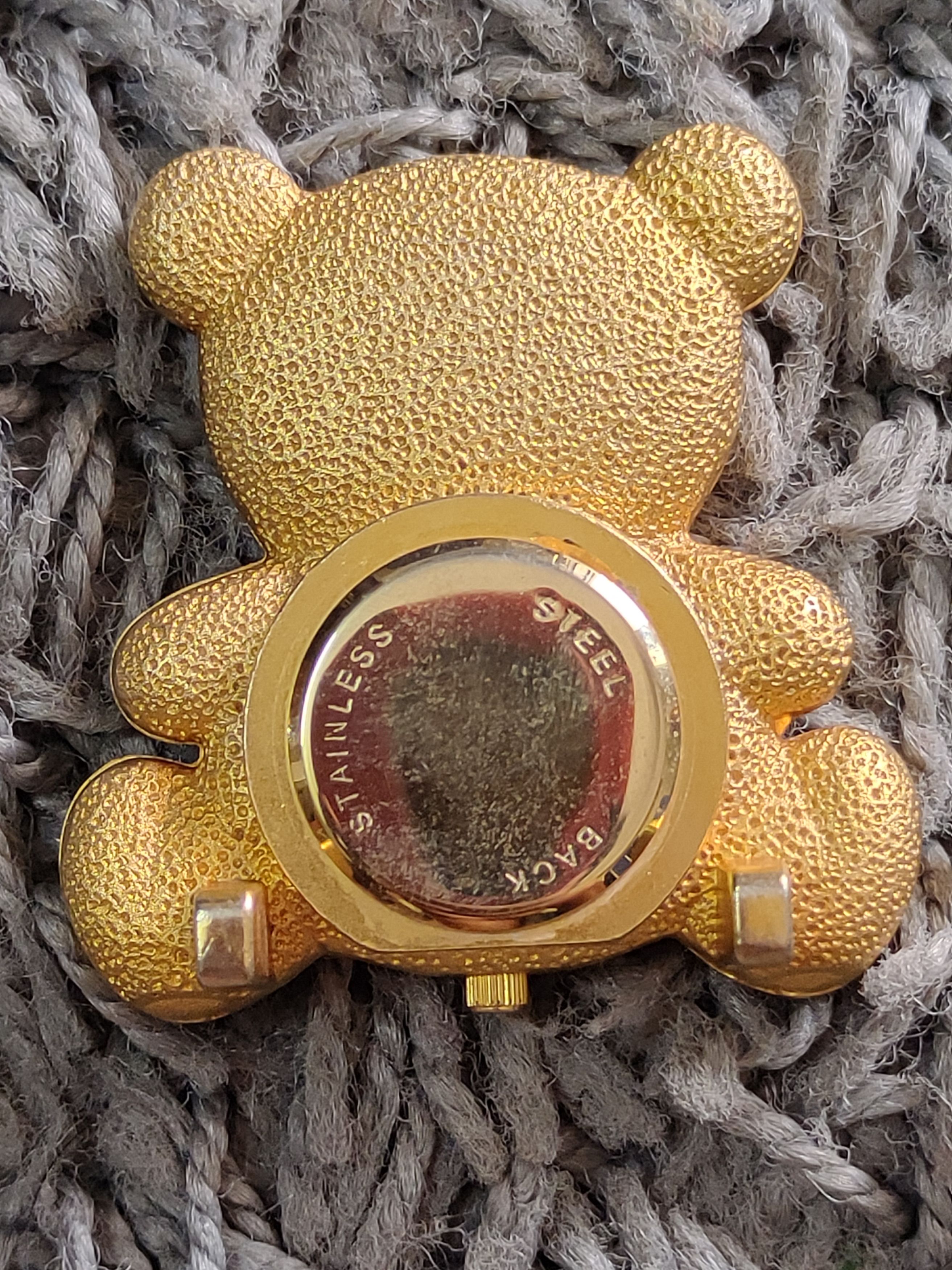 Japanese Brand Laurier Teddy Bear Gold Table Clock vintage Japan #dumoh Size ONE SIZE - 2 Thumbnail