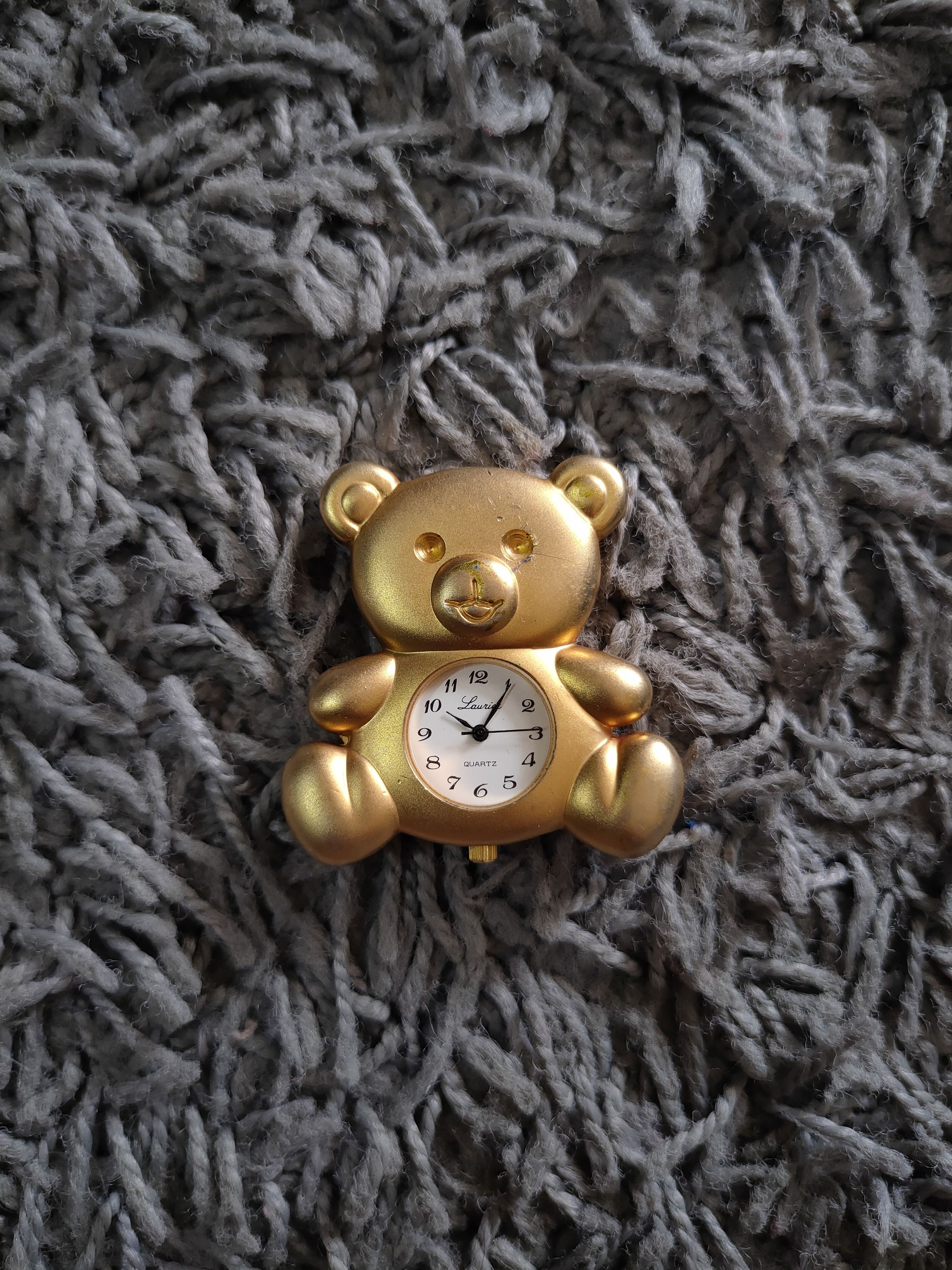 Japanese Brand Laurier Teddy Bear Gold Table Clock vintage Japan #dumoh Size ONE SIZE - 4 Thumbnail