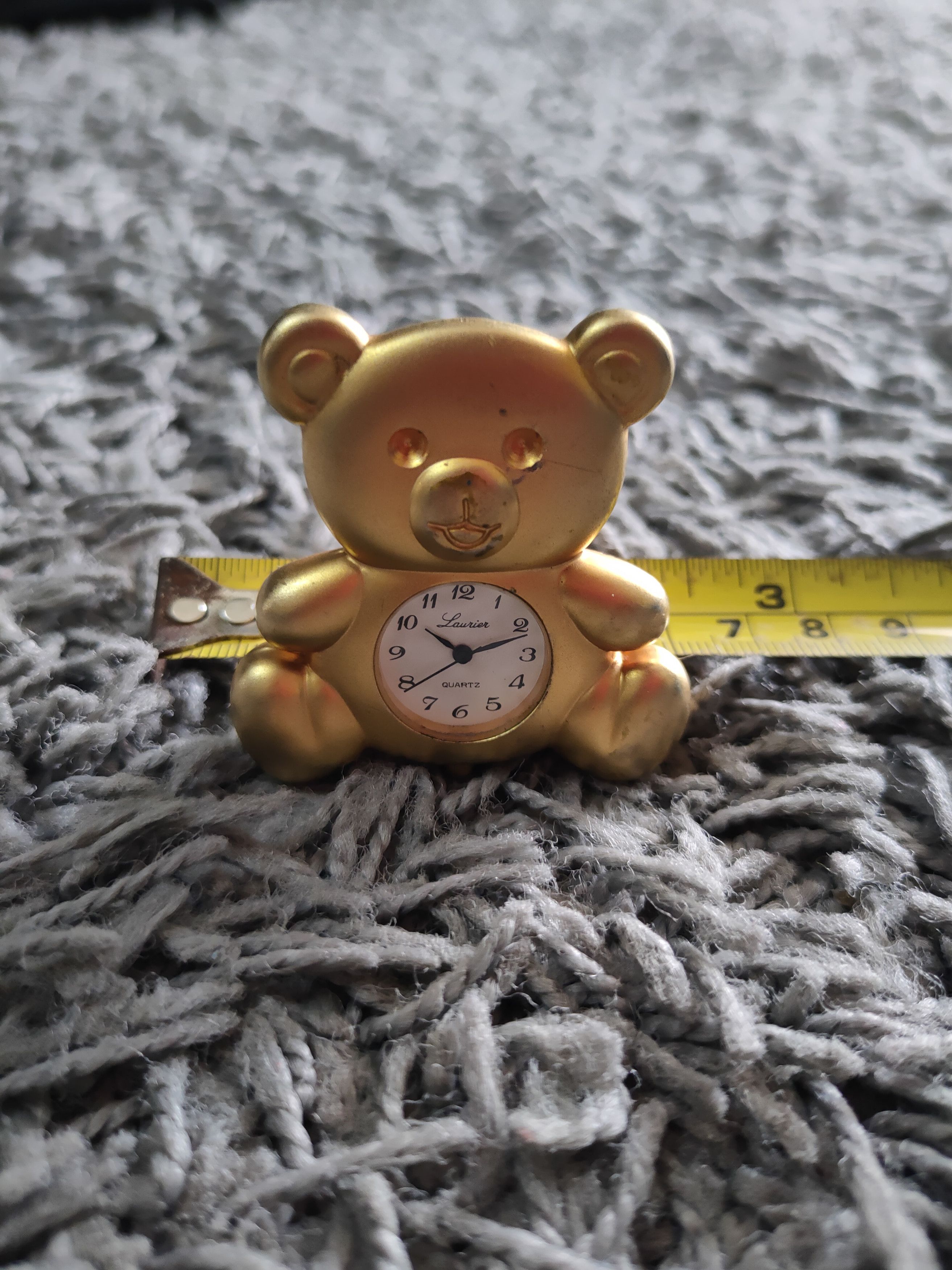 Japanese Brand Laurier Teddy Bear Gold Table Clock vintage Japan #dumoh Size ONE SIZE - 7 Thumbnail