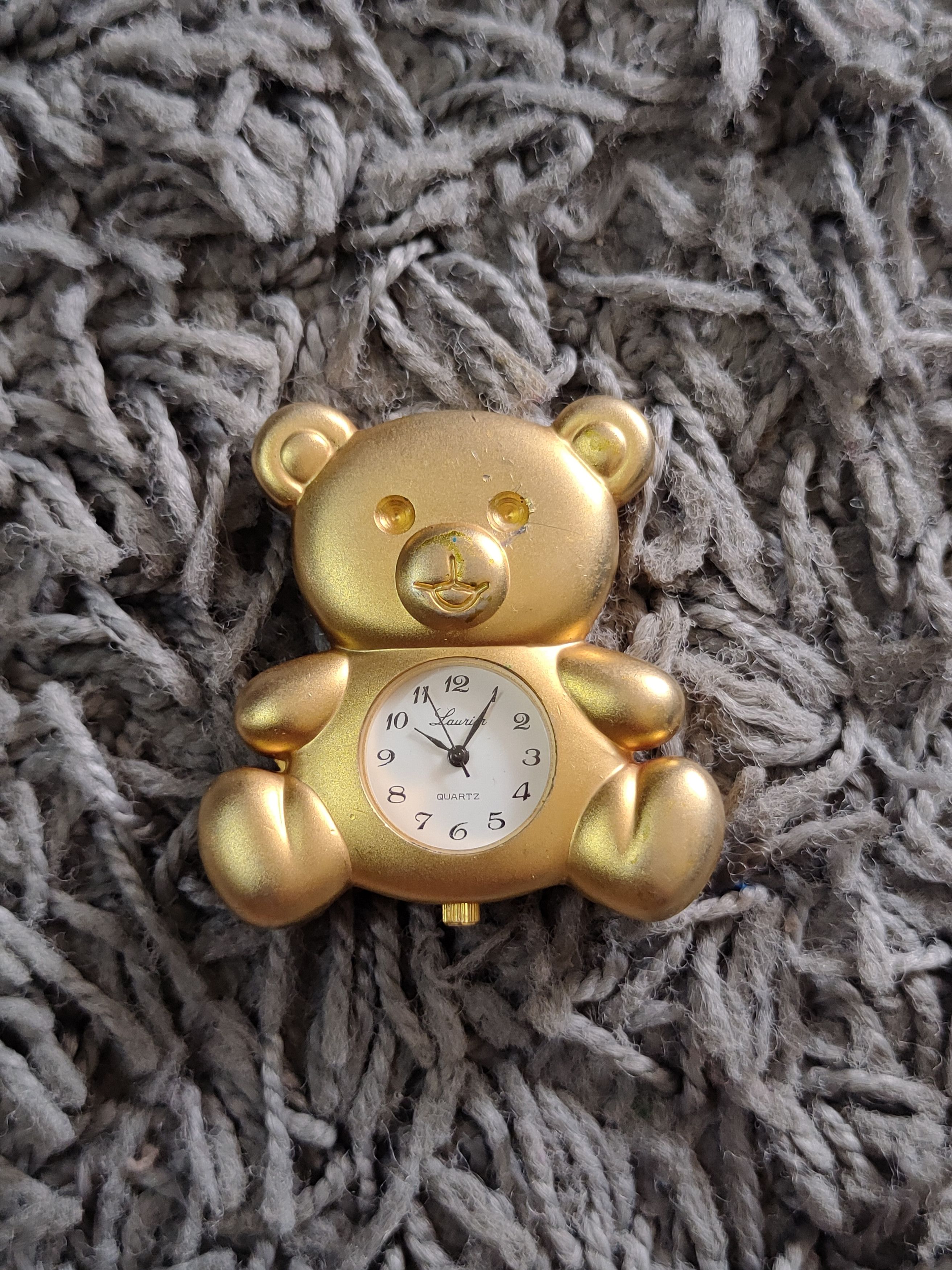 Japanese Brand Laurier Teddy Bear Gold Table Clock vintage Japan #dumoh Size ONE SIZE - 1 Thumbnail